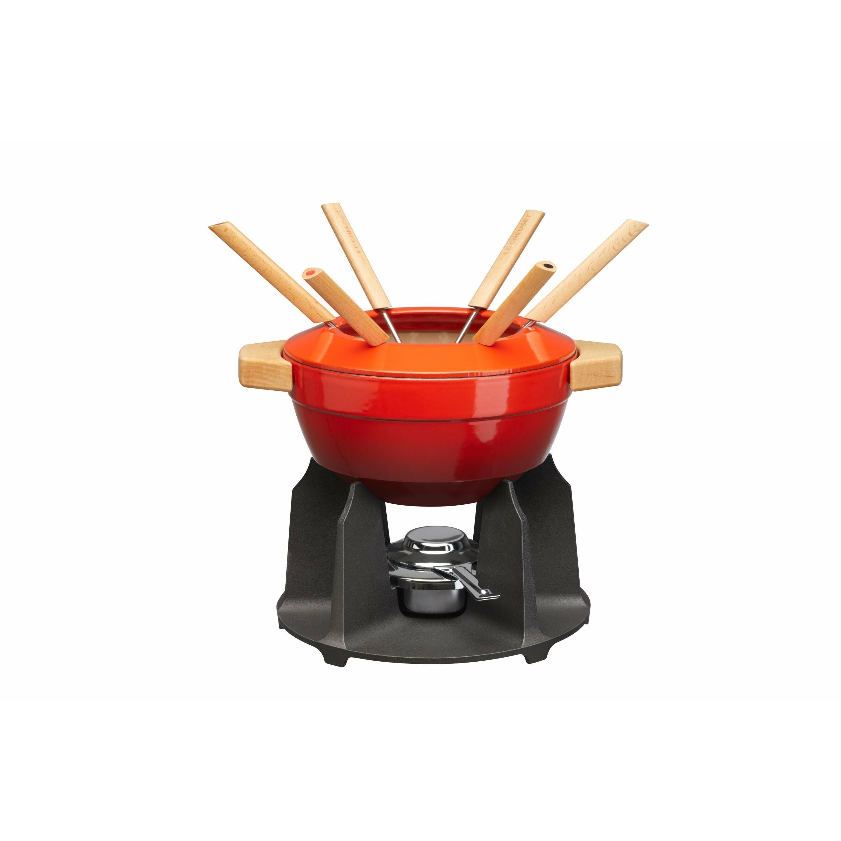 le creuset mini cocotte fondue set, cherry (BRAND NEW IN BOX)