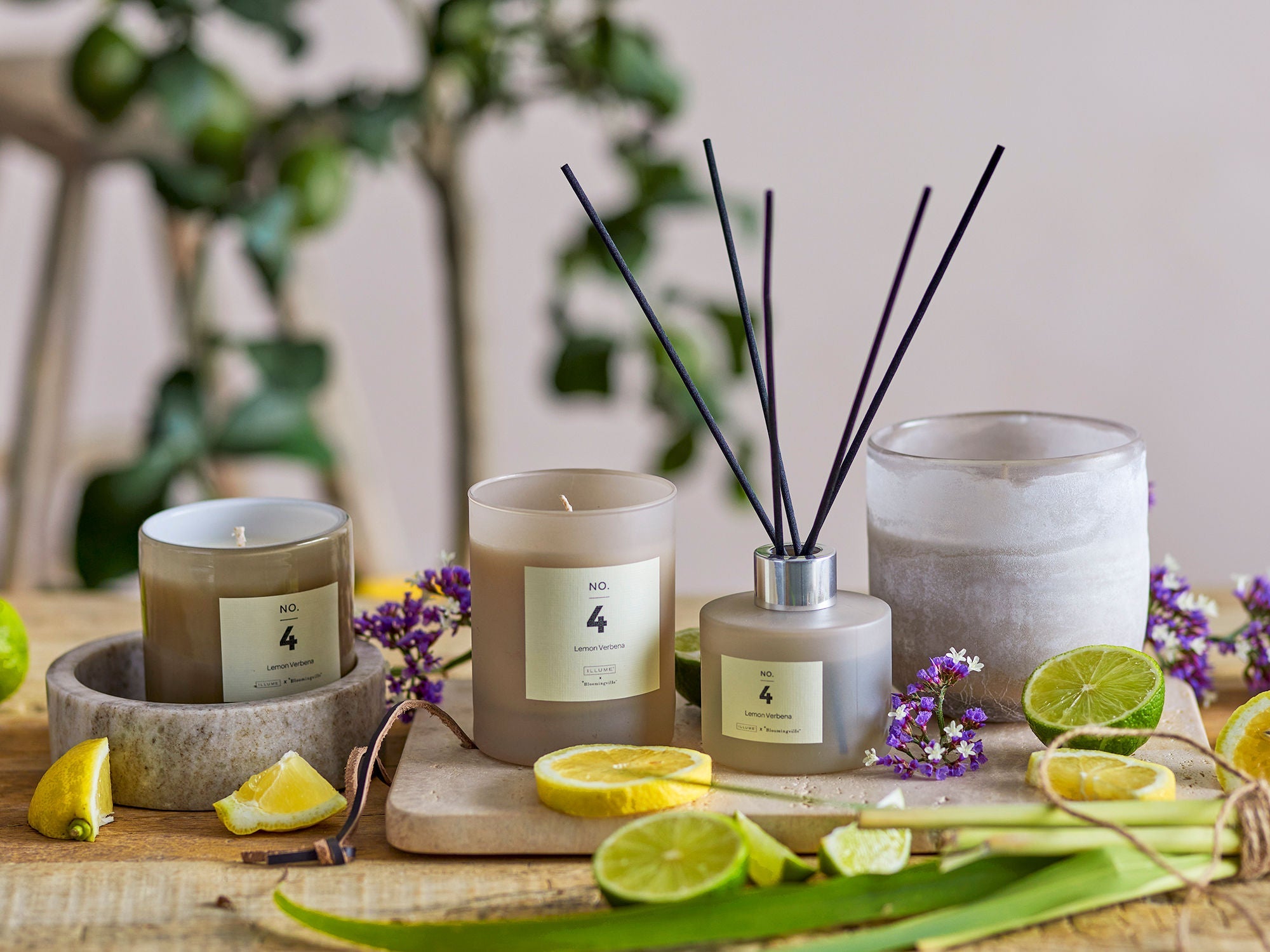 Illume X Bloomingville No.4-Lemon Verbena Scent Candle，自然，蜡