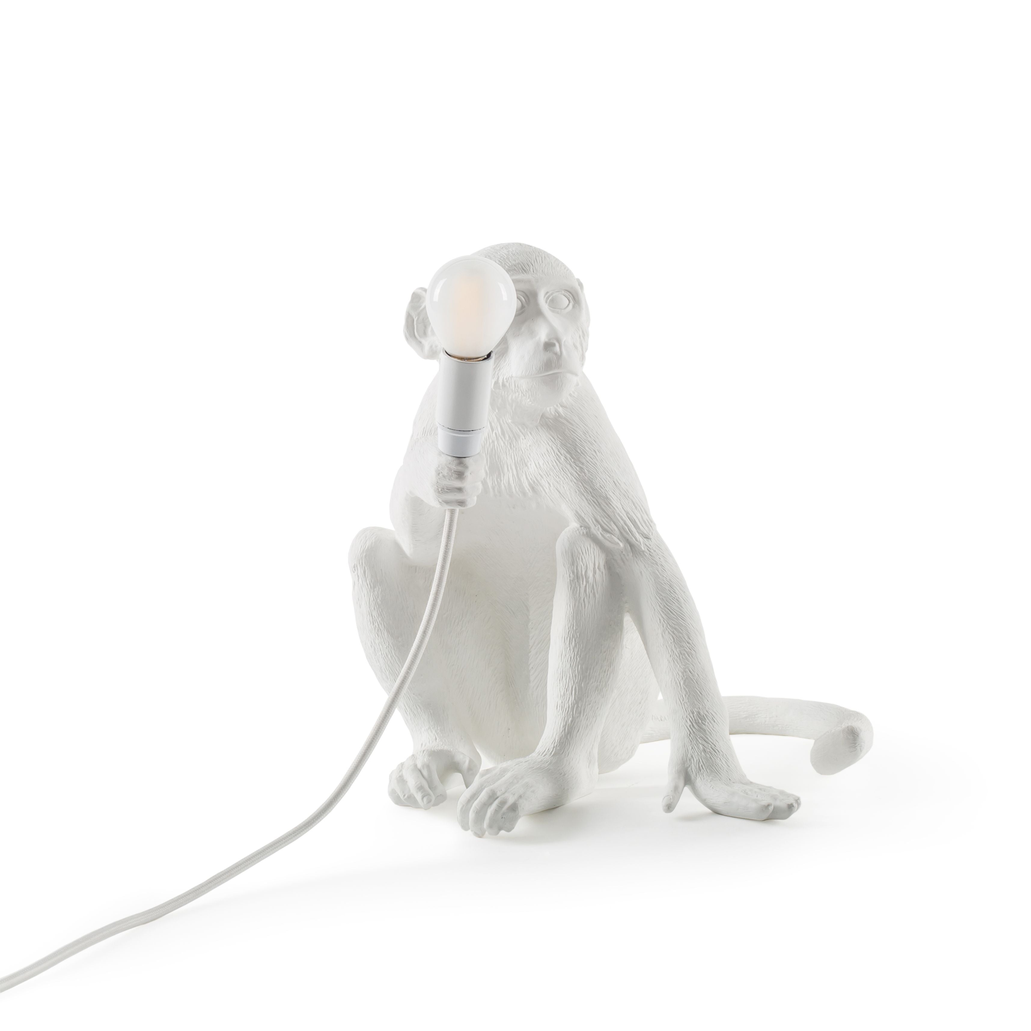 Seletti Lampe intérieure singe blanche, assise