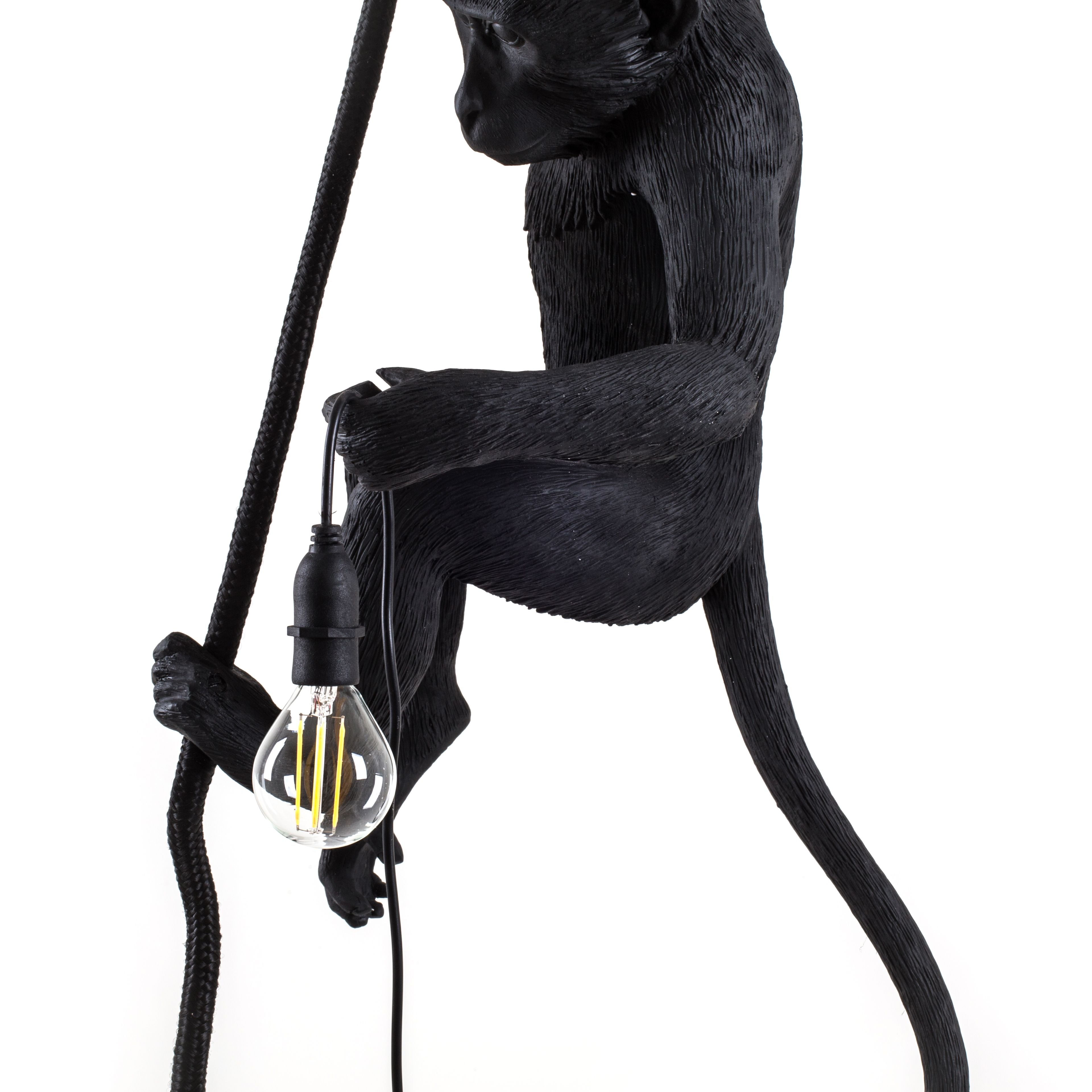 Seletti Monkey utomhuslampa svart, med rep