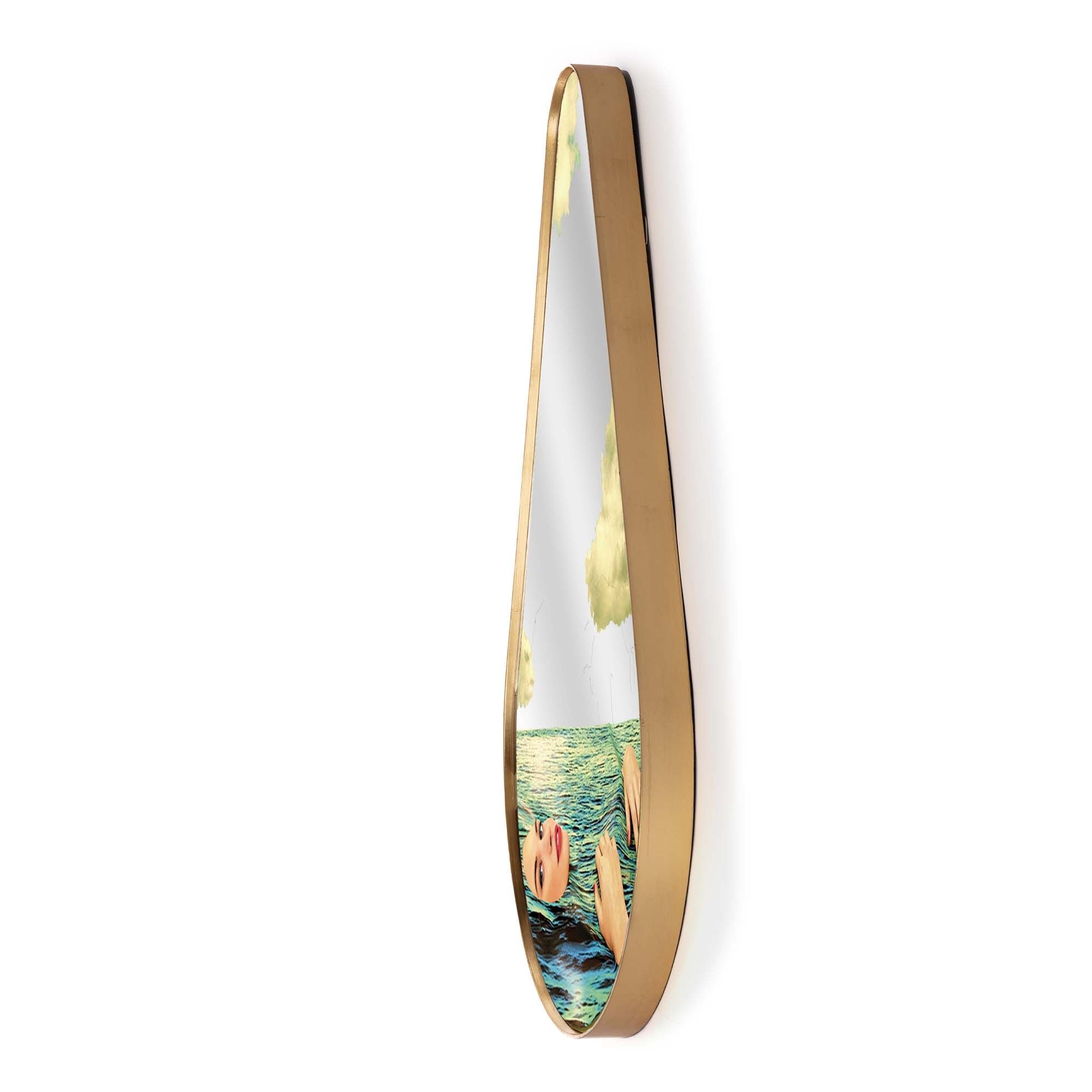 Seletti Toilettpapierspiegel Gold Rahmen Birne, Seagirl