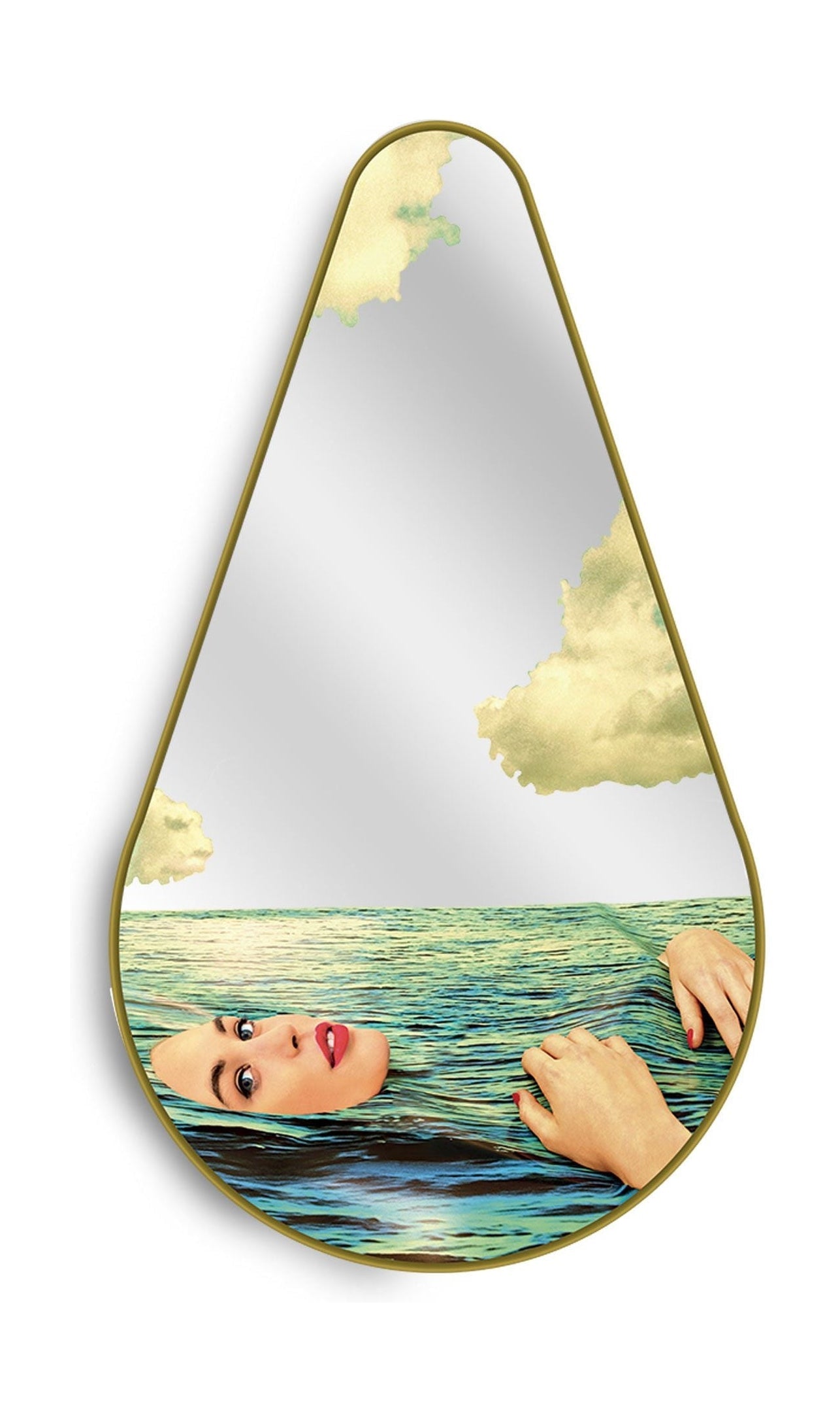 SELETTI I Logror Mirror Gold Frame Pear, Seagirl