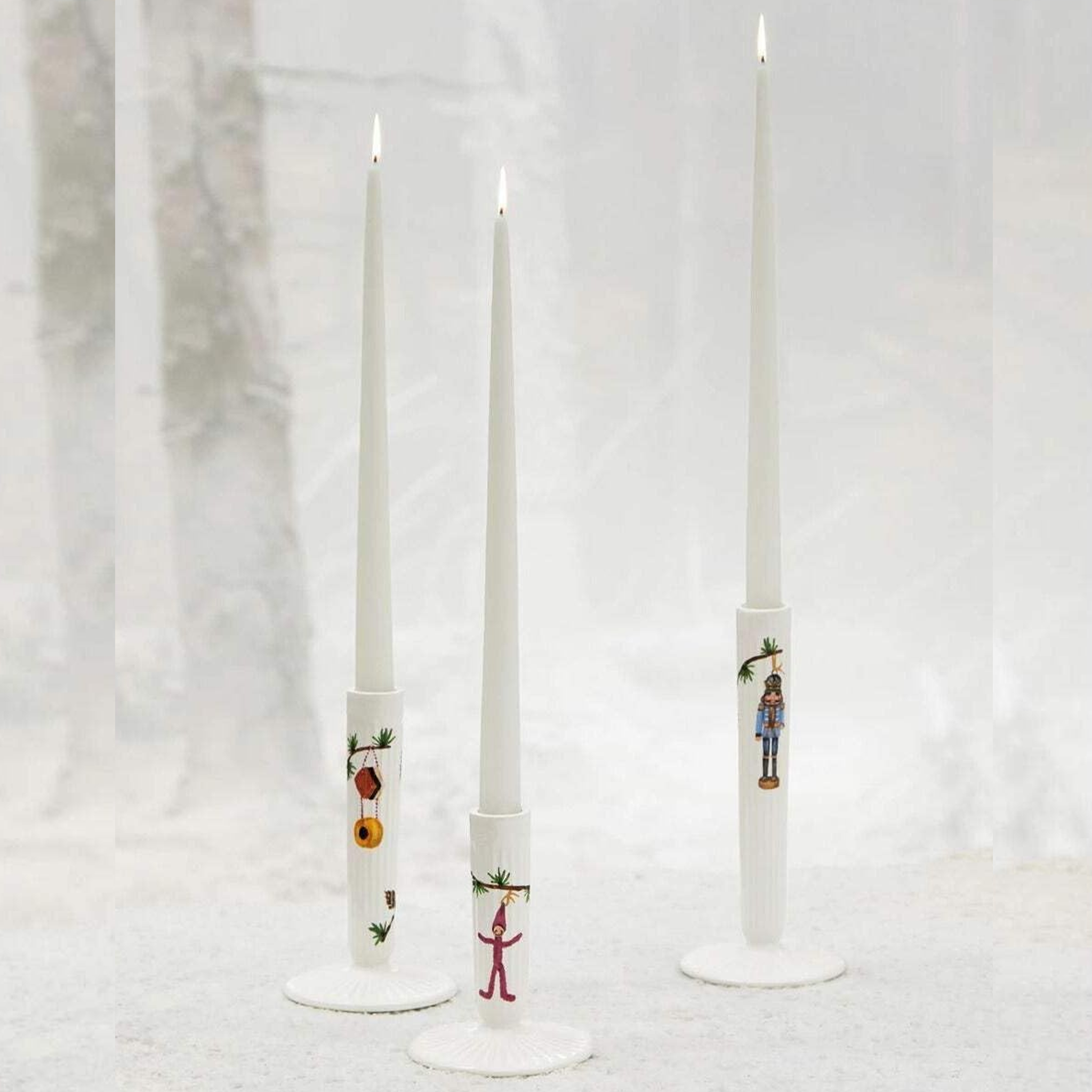 Kähler Hammershøi Christmas Candlestick 20 cm, wit met decoratie