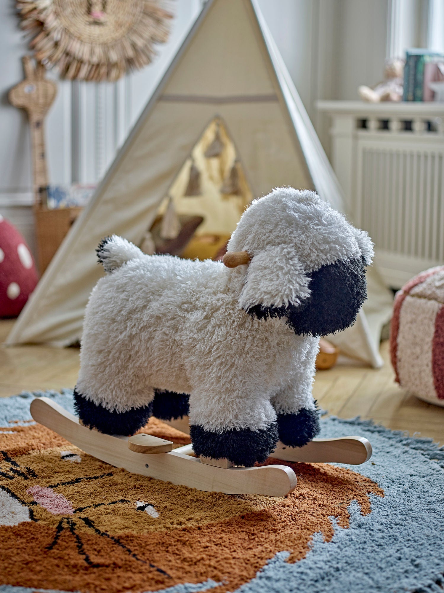 Bloomingville Mini Dolly Rocking Toy, mouton, blanc, polyester