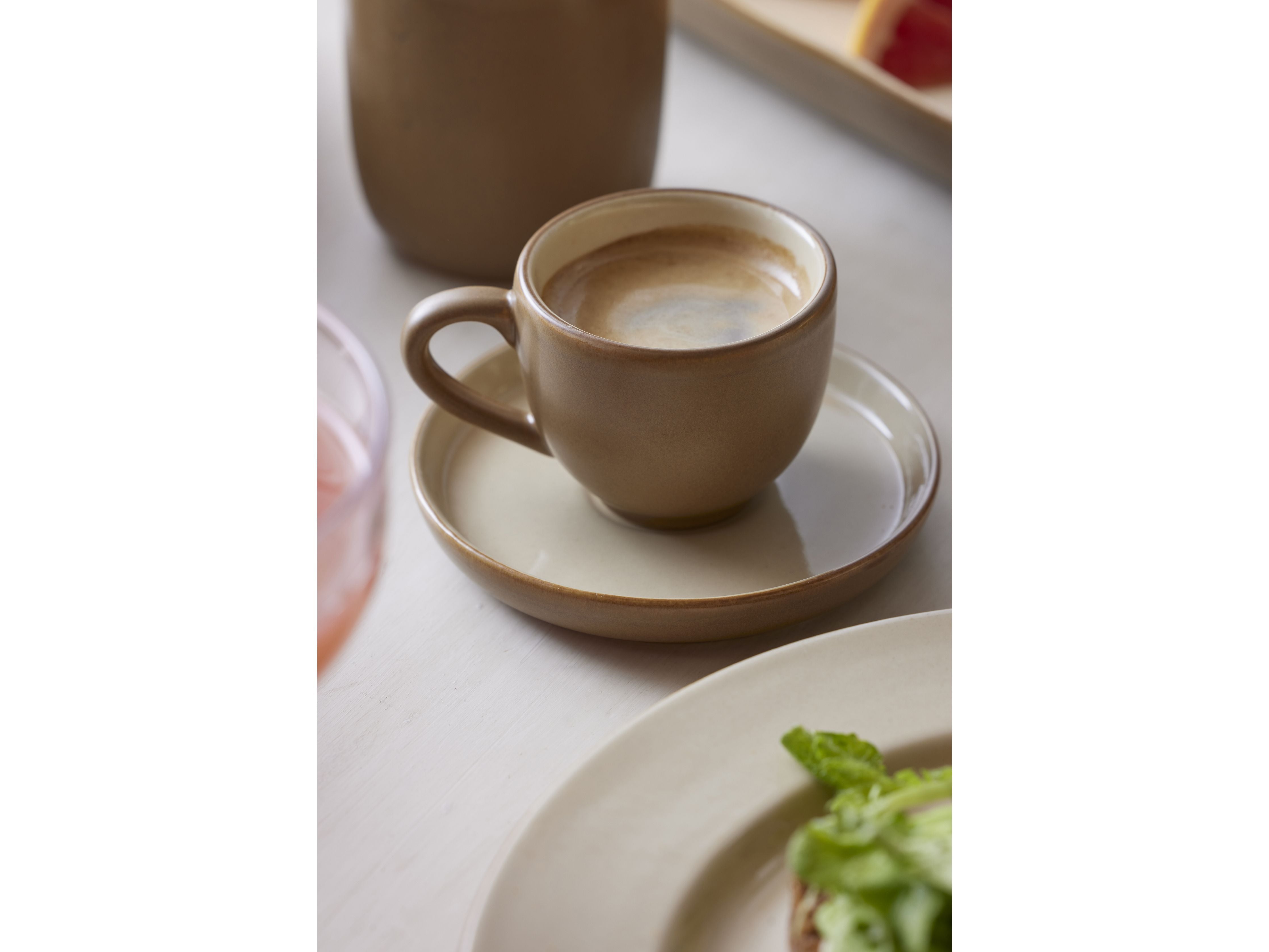 Bitz Espresso Cup With Saucer, Wood/Sand