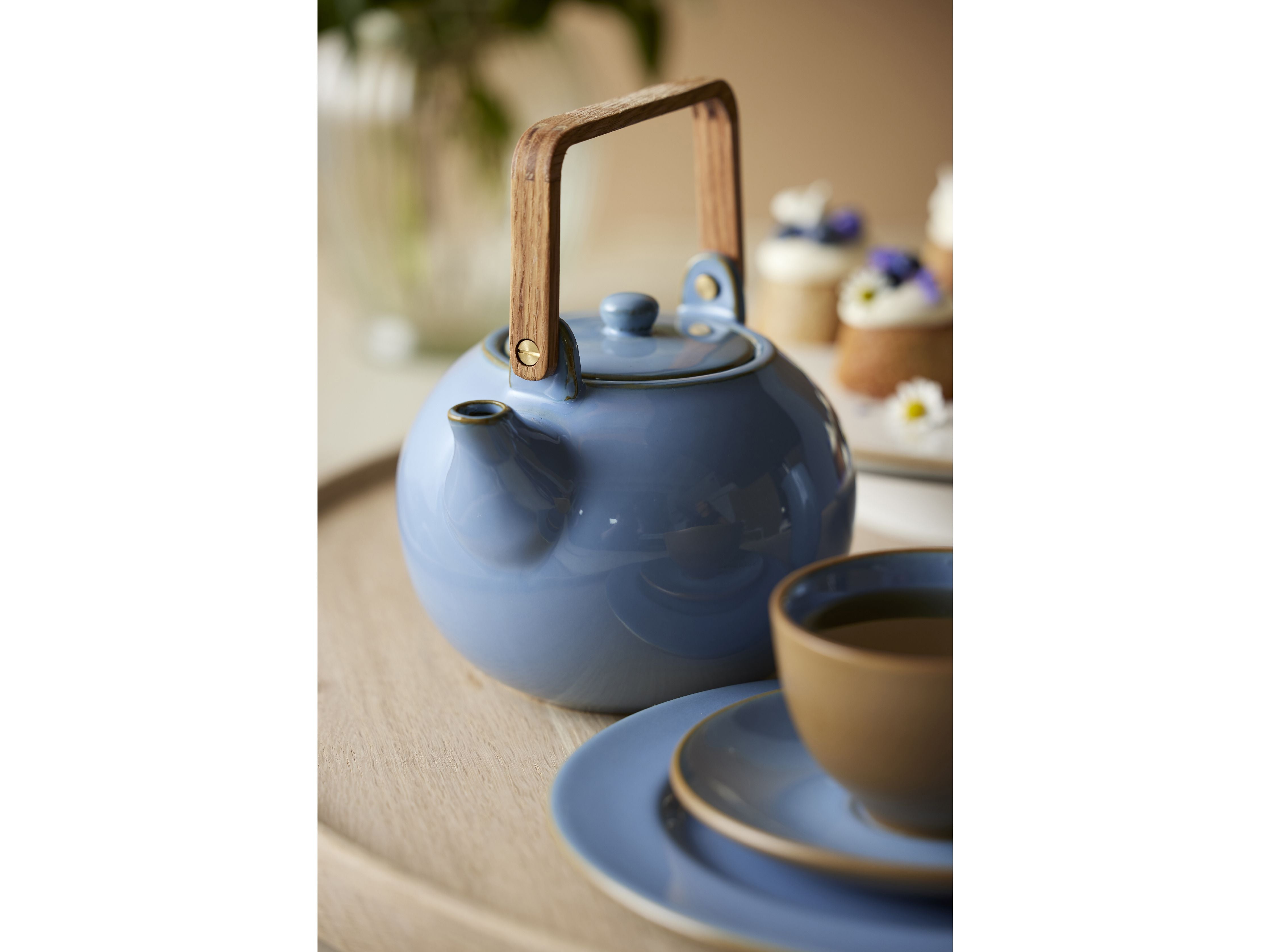 Bitz Teapot met thee -zeef 1,2 L, glanzende oceaan