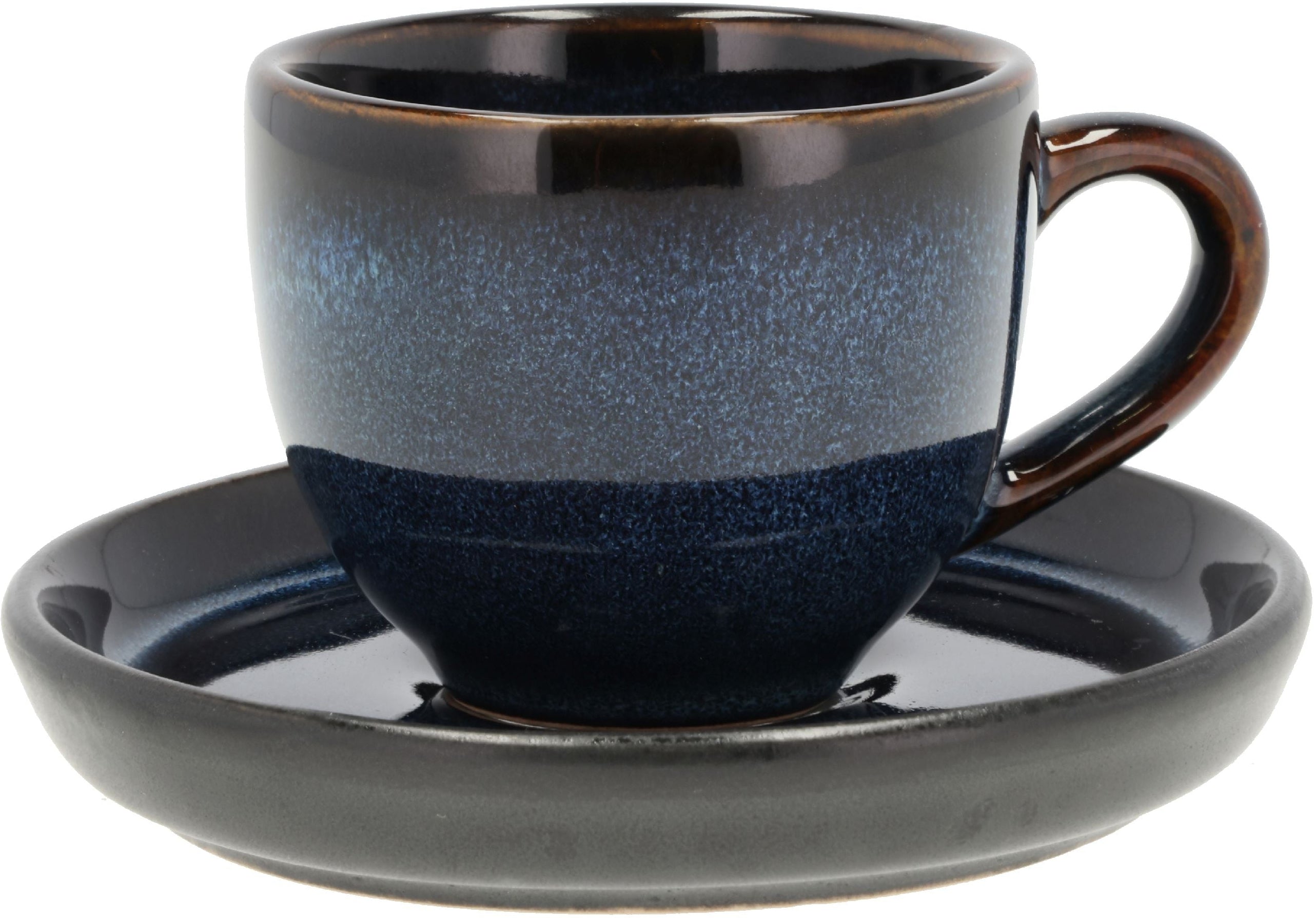 Bitz Tasse à expresso avec soucoupe, bleu foncé / noir