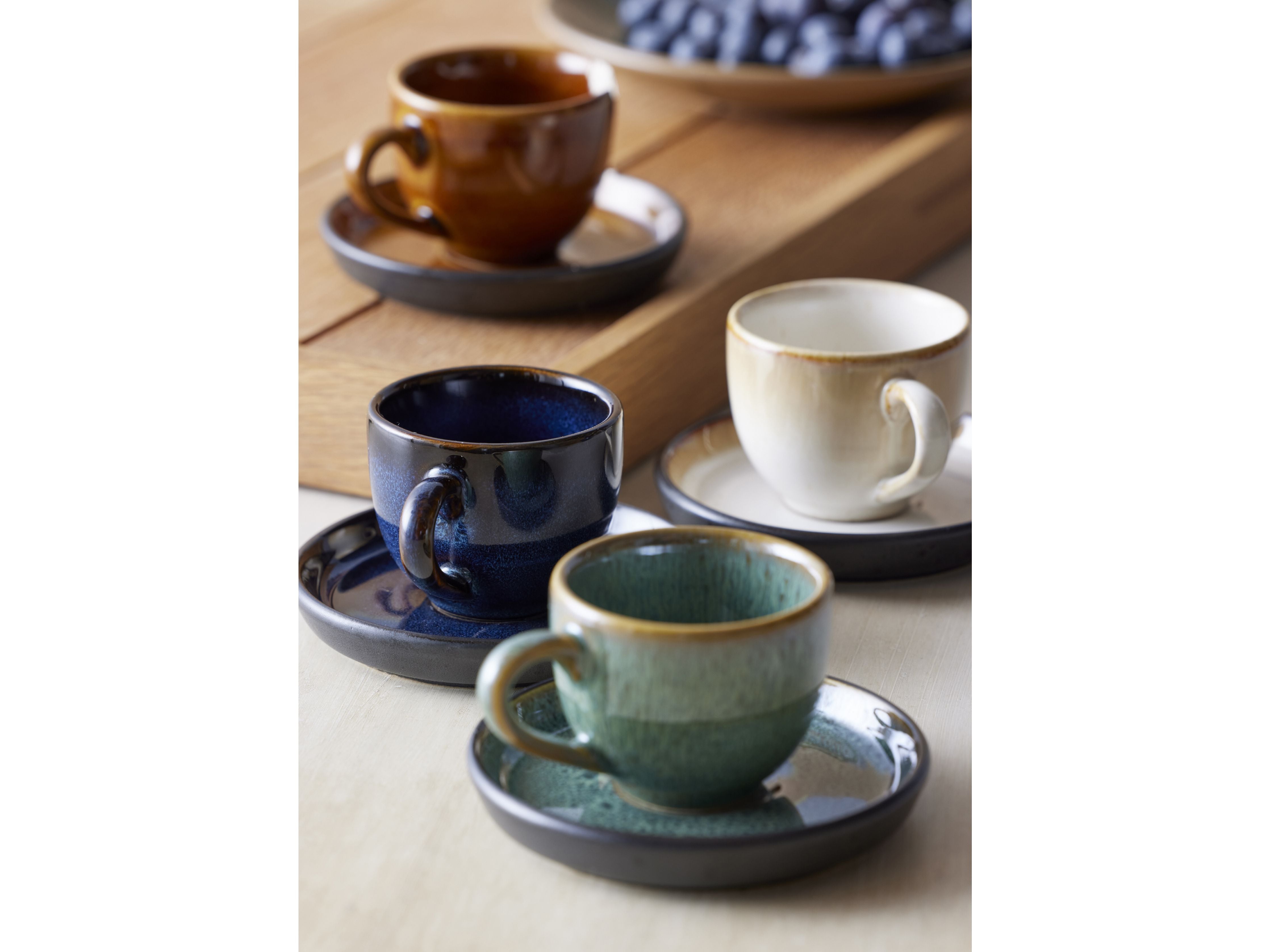 Bitz Espresso Cup con piattino, ambra/nero