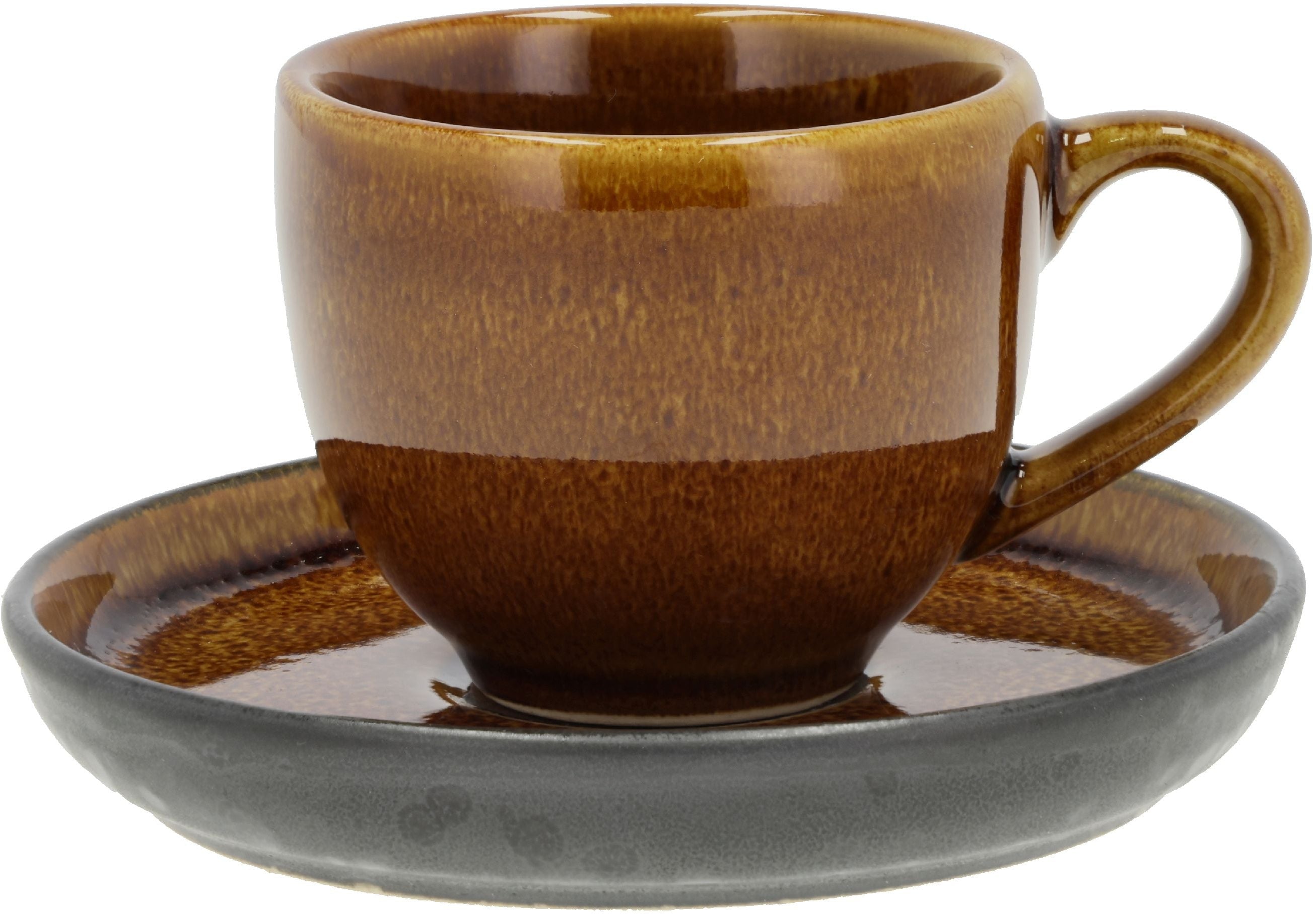 Bitz Espresso Cup con piattino, ambra/nero