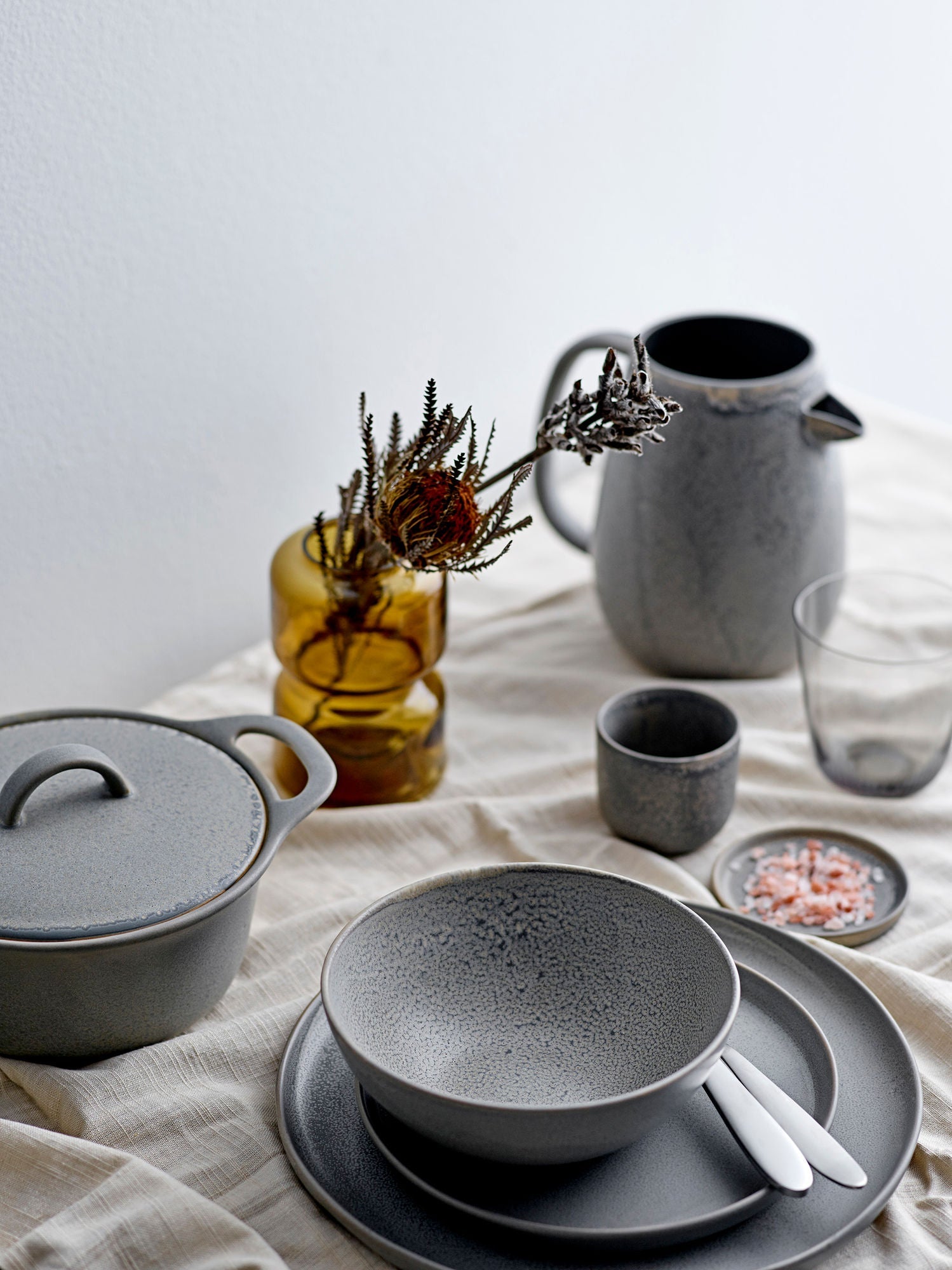 Bloomingville Kendra餐具套装，灰色，stoneware