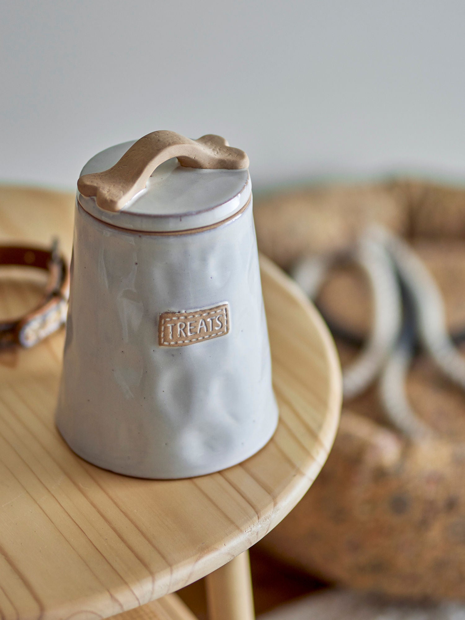 Bloomingville Bandit Jar met deksel, wit, steengoed