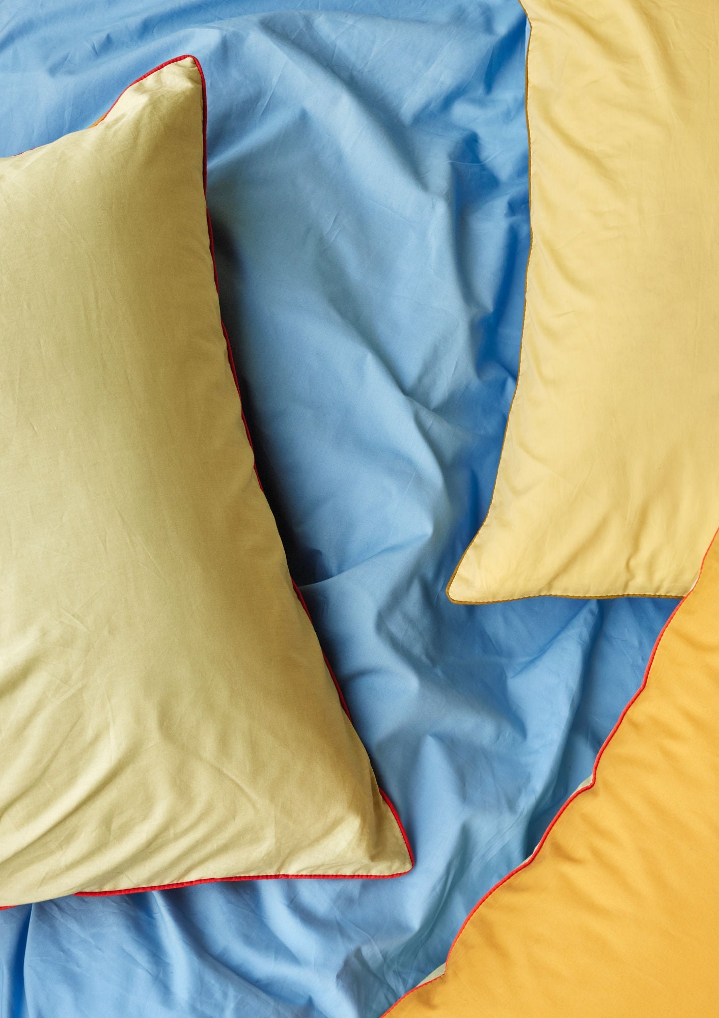 Lino de la cama de Hübsch Aki 60/220 azul/amarillo