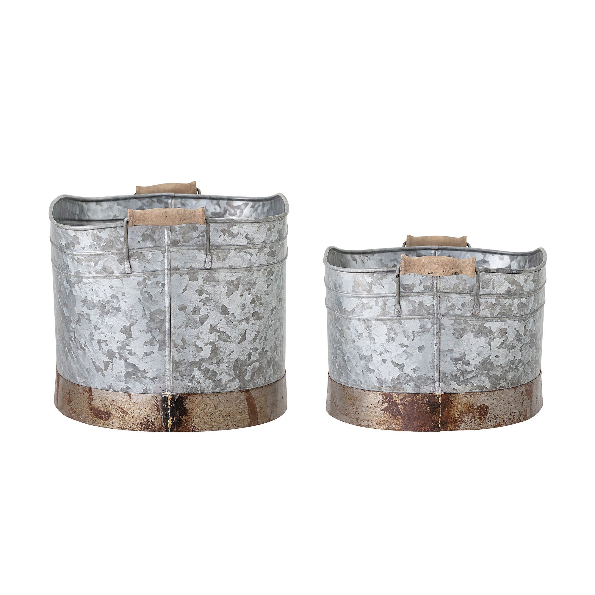 Bloomingville Cimon Bucket, gris, hierro galvanizado