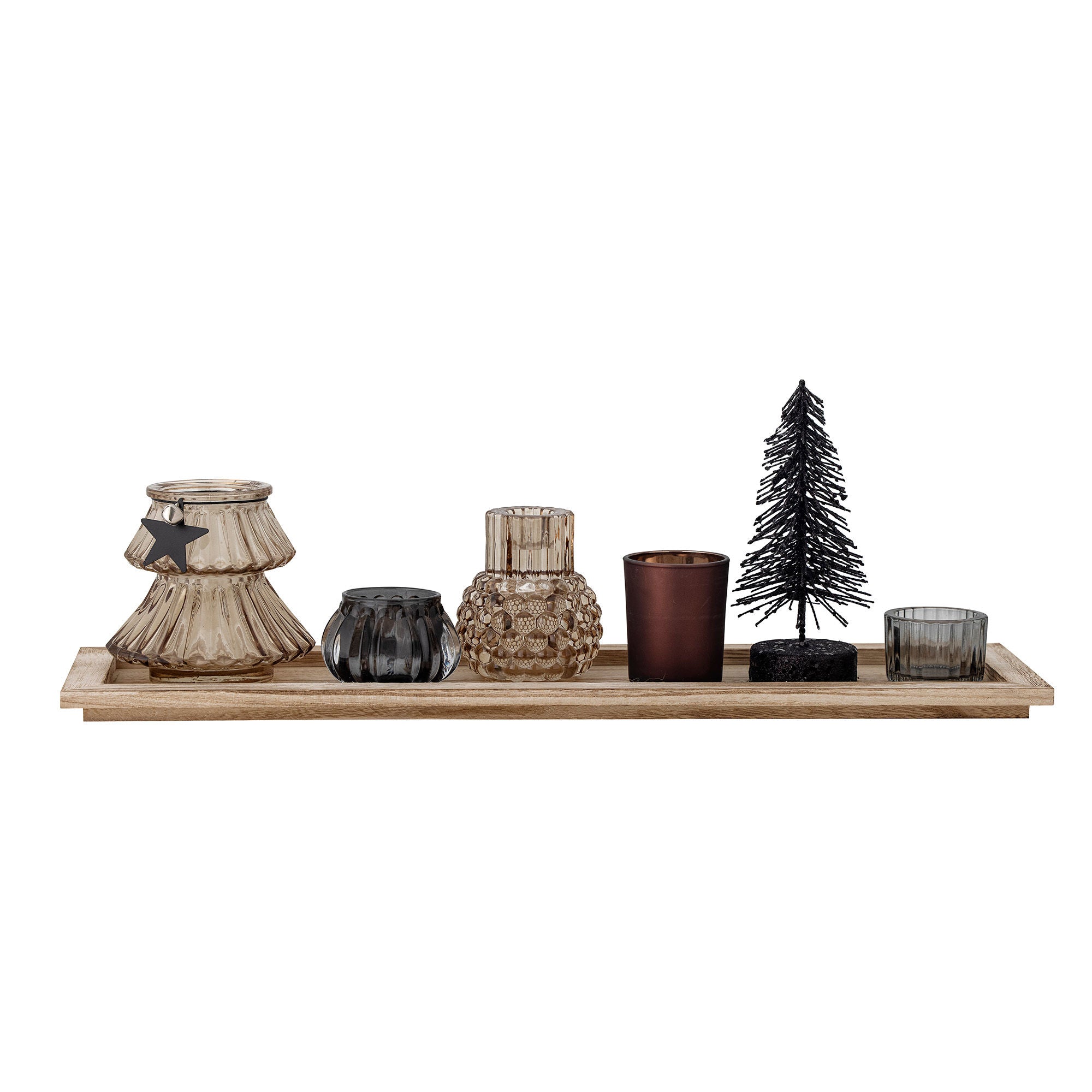 Bloomingville Sanga Tray m/Votive, Brown, Glass