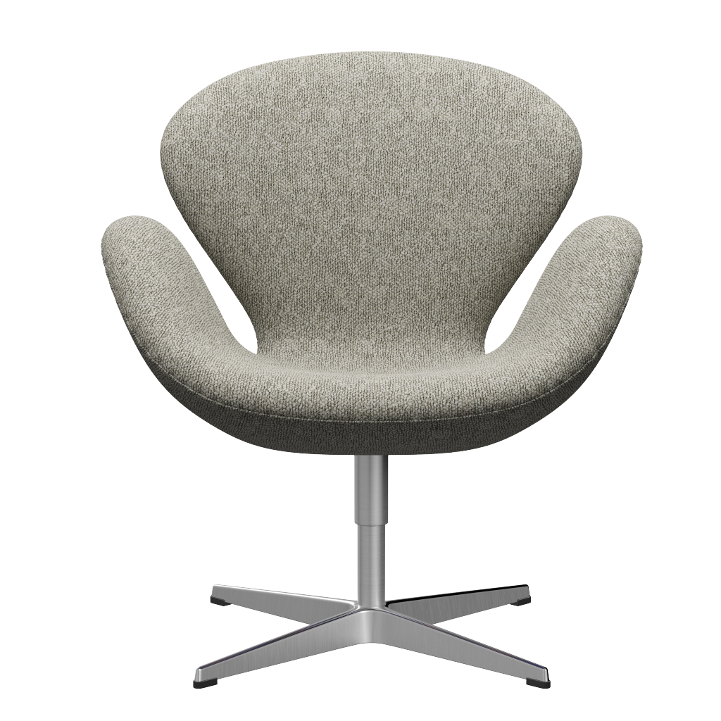 Fritz Hansen 3320 Swan Lounge椅子特别版，铝/苔藓浅灰色（0005）