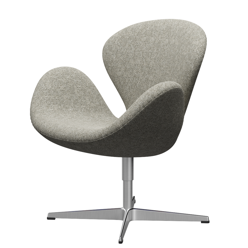 Fritz Hansen 3320 Swan Lounge Sedia Special Edition, alluminio/grigio chiaro di muschio (0005)