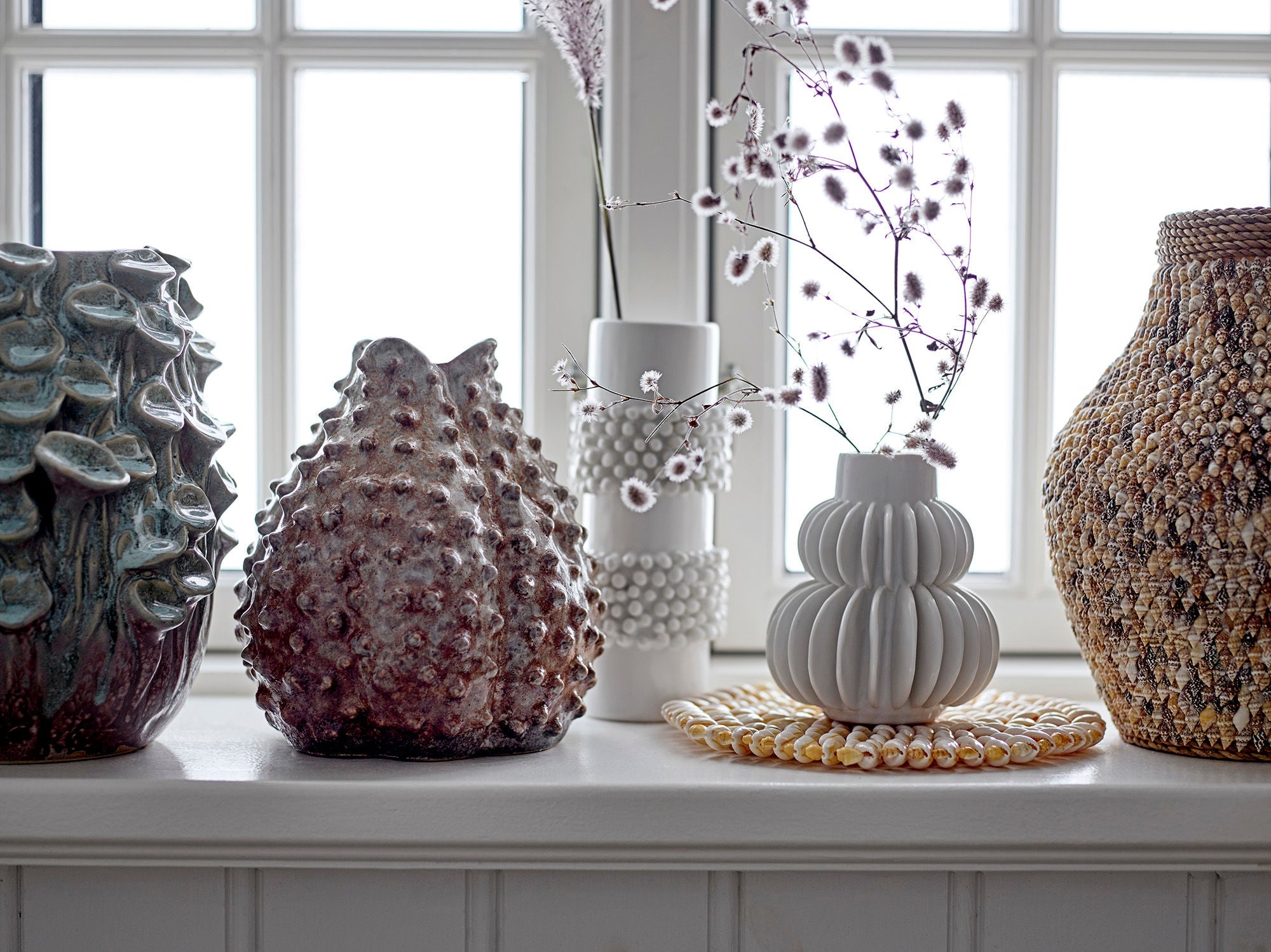 Bloomingville Barrit Vase, wit, steengoed