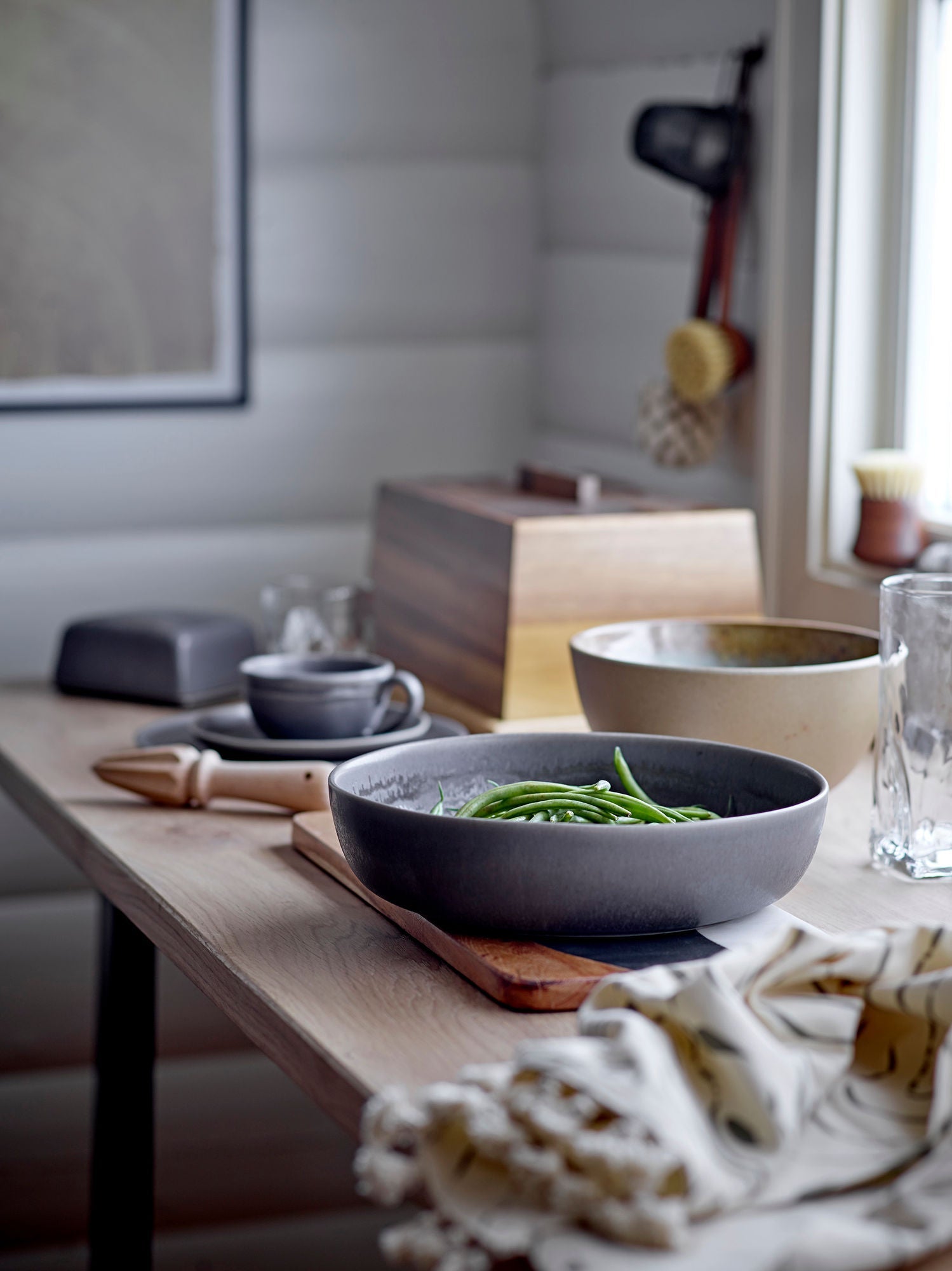 Bloomingville Lee Bowl mit Deckel, Natur, Steinzeug