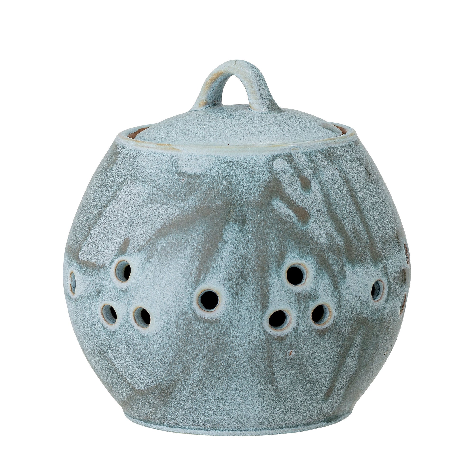 Creatieve collectie bloembladen jar met deksel, blauw, steengoed