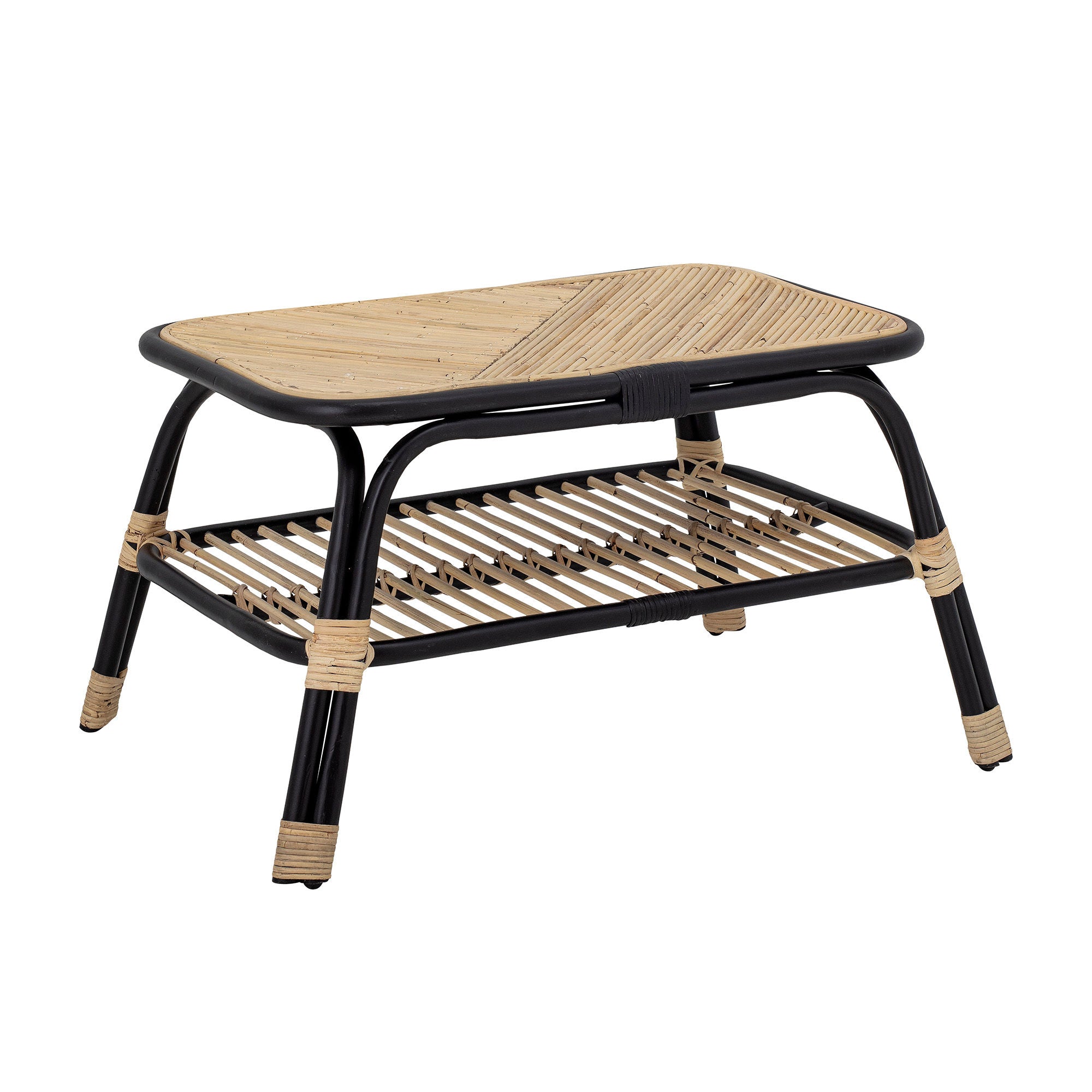 Tavolino Bloomingville Loue, nero, rattan