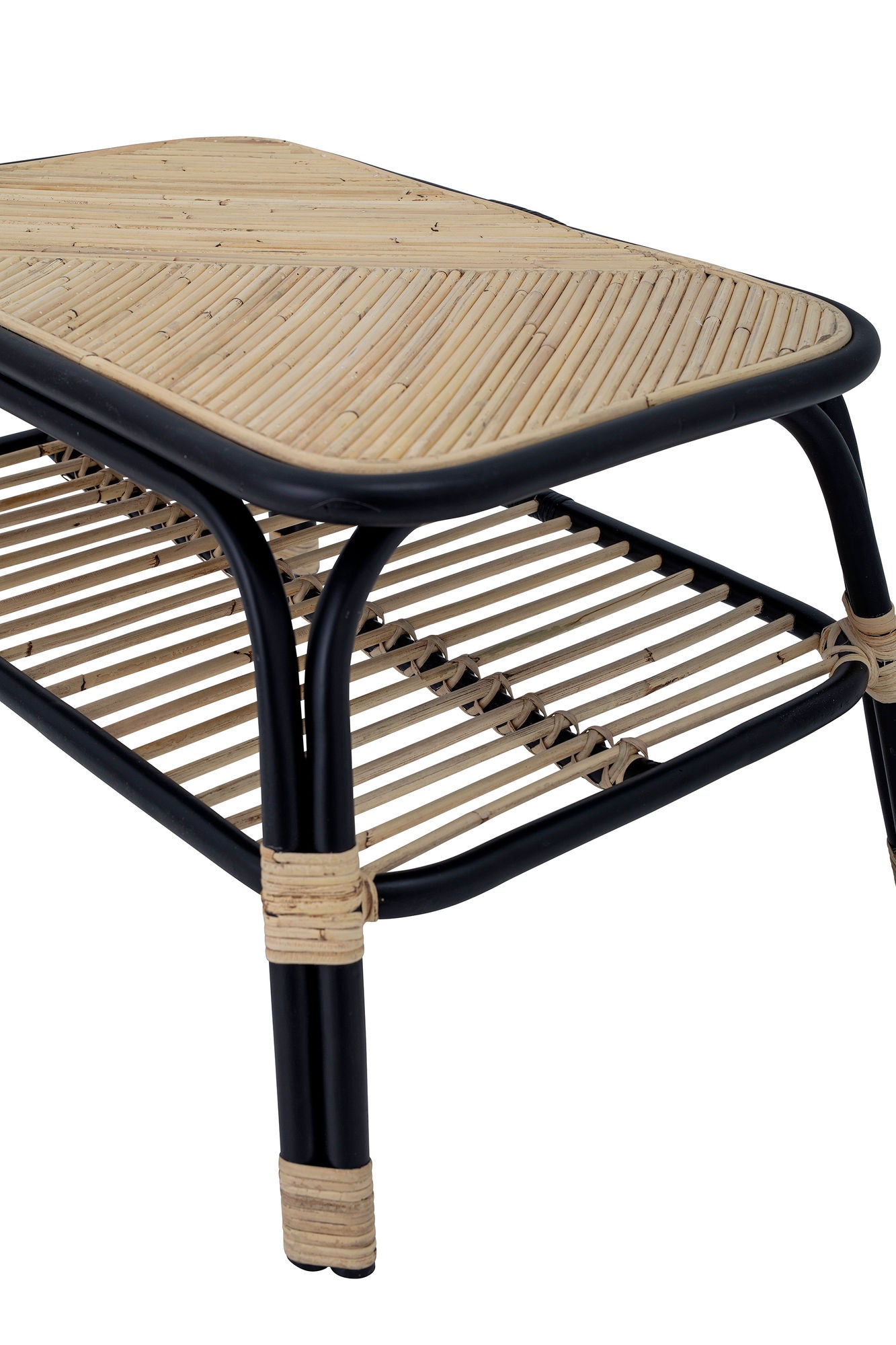 Tavolino Bloomingville Loue, nero, rattan