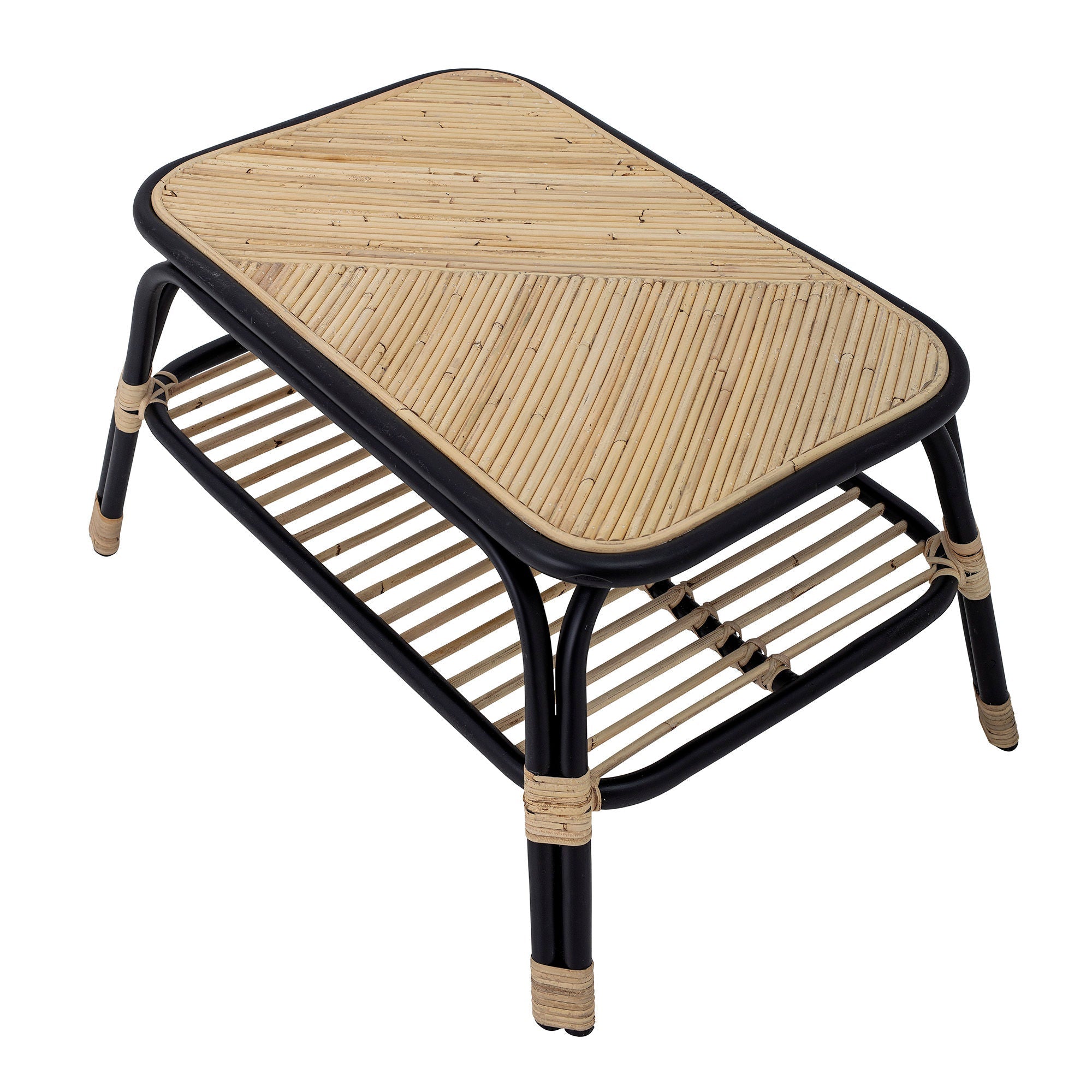 Tavolino Bloomingville Loue, nero, rattan