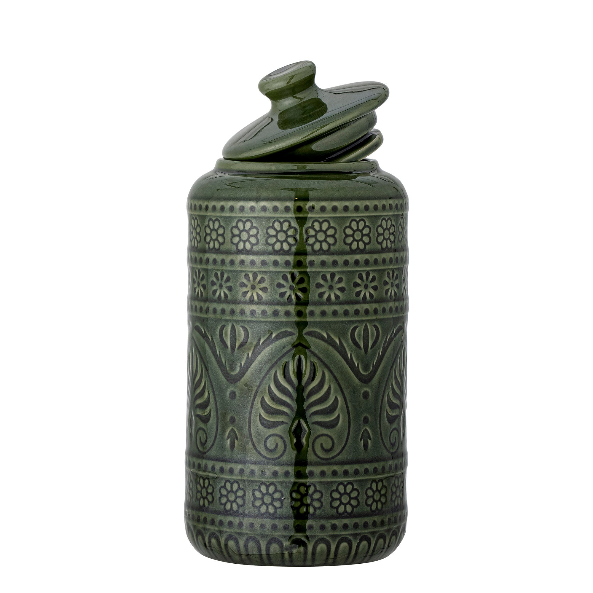 Bloomingville Rani Jar w/w/lid，绿色，stone器