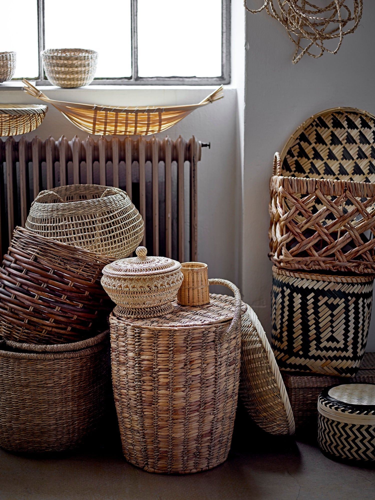 Bloomingville Nil Basket w/Lid, Nature, Rattan