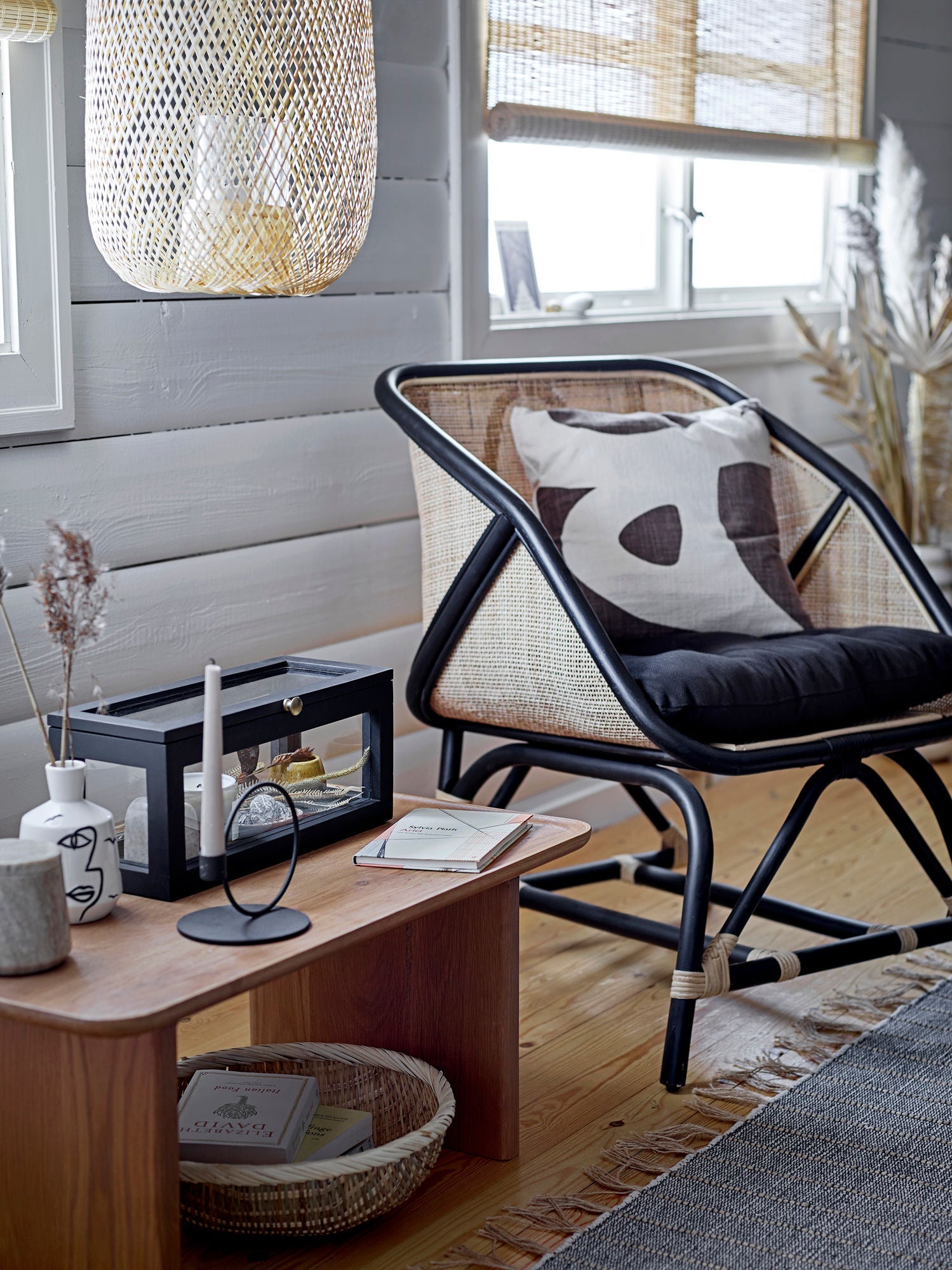 Bloomingville Loue Lounge sedia, nero, rattan