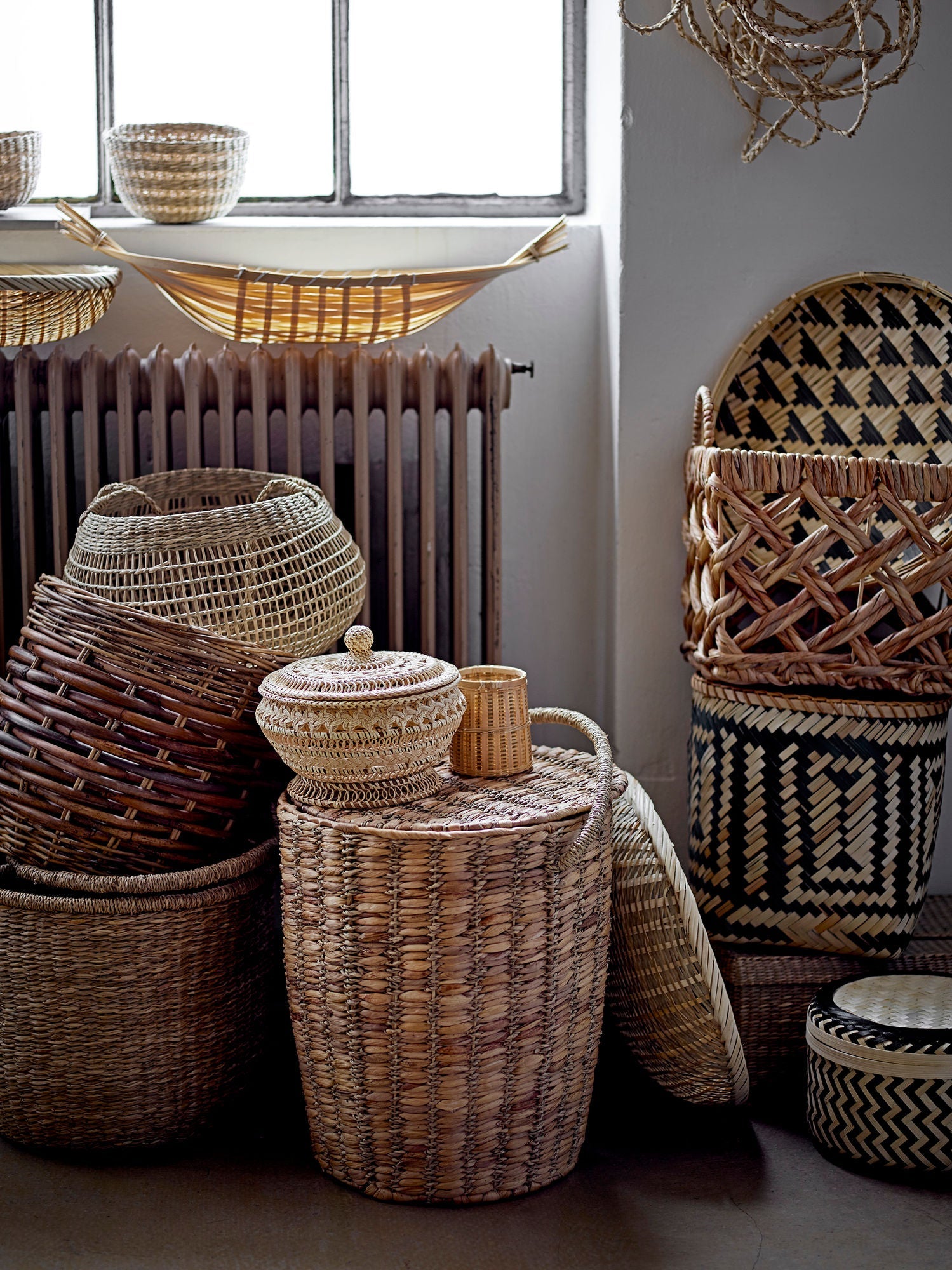 Bloomingville Givan Basket met deksel, natuur, zeegras