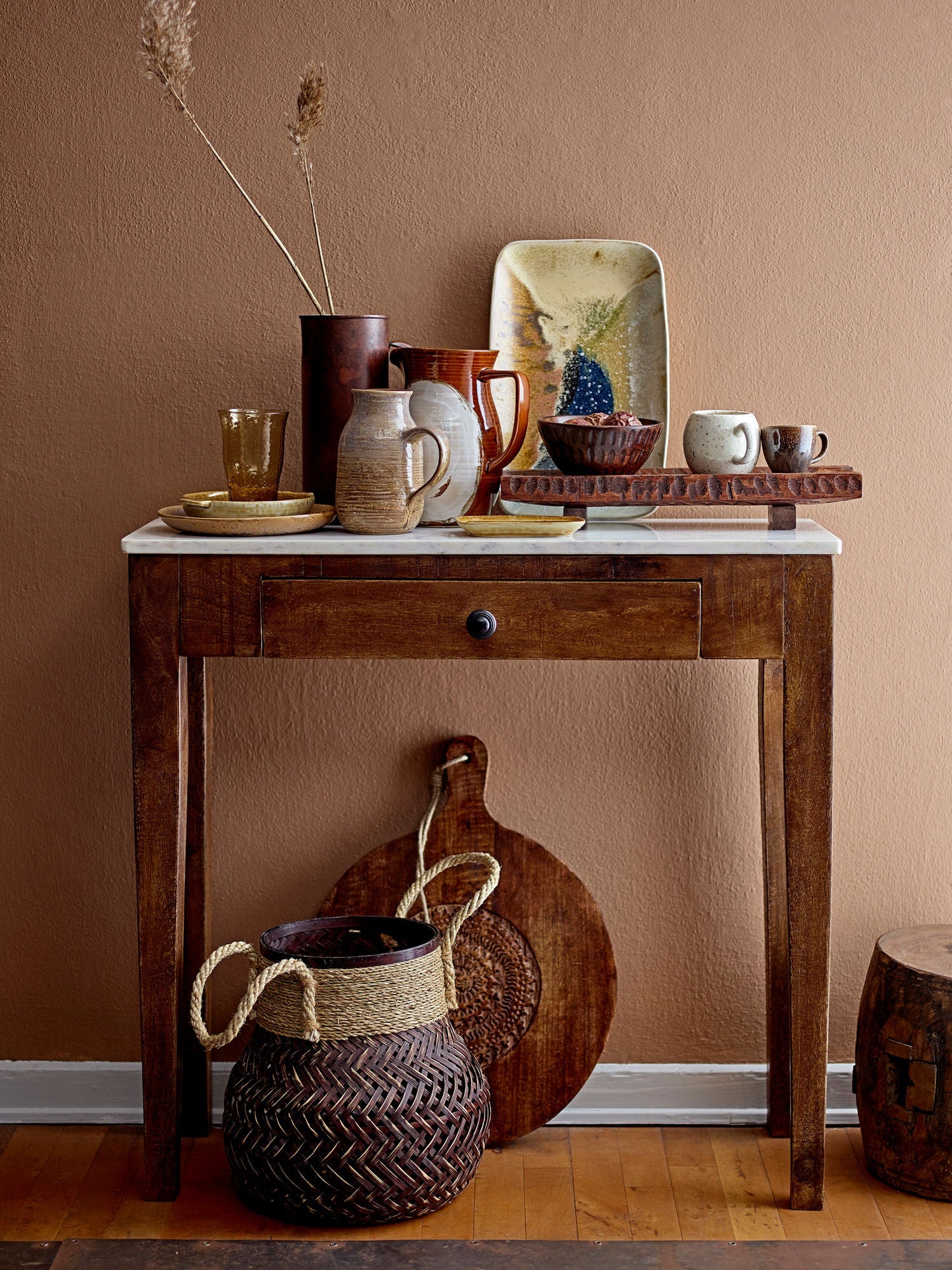 Collection créative Table de console Hauge, marron, marbre