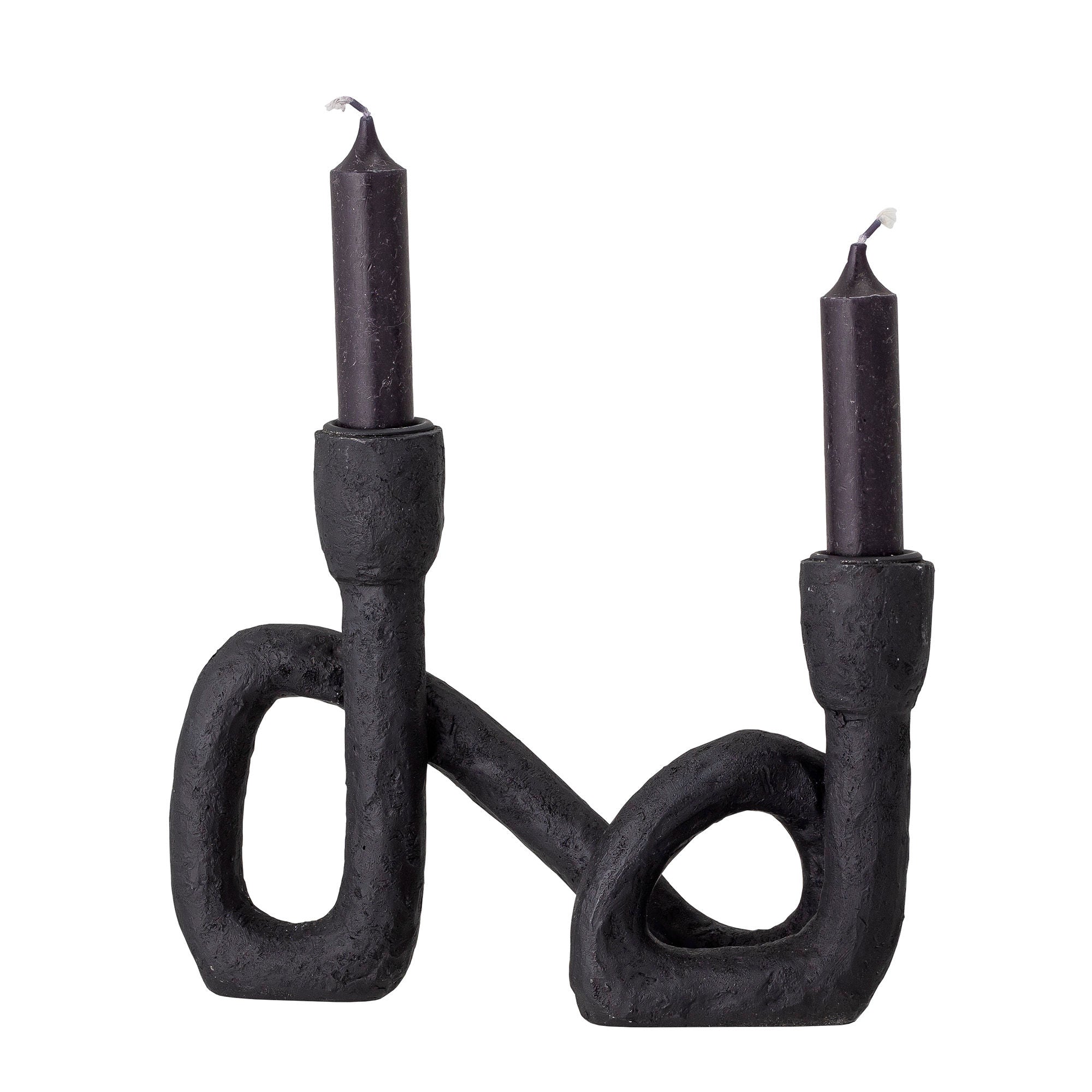 Bloomingville Mashel Candle Holder, nero, polyresin