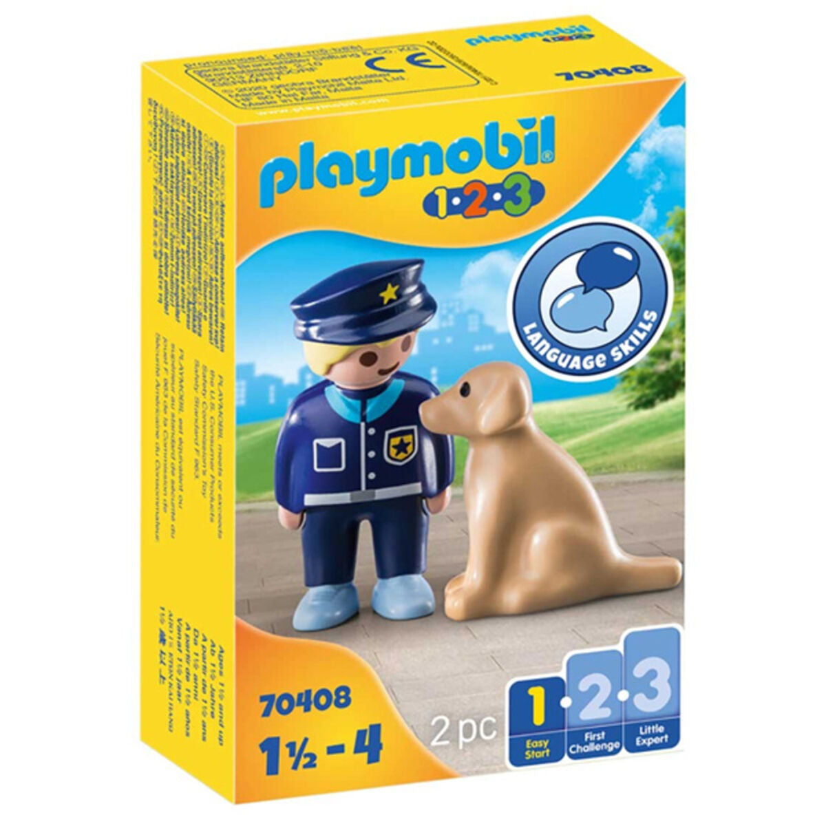 Playset警察与狗1轻松起动器Playmobil 70408（2个PC）