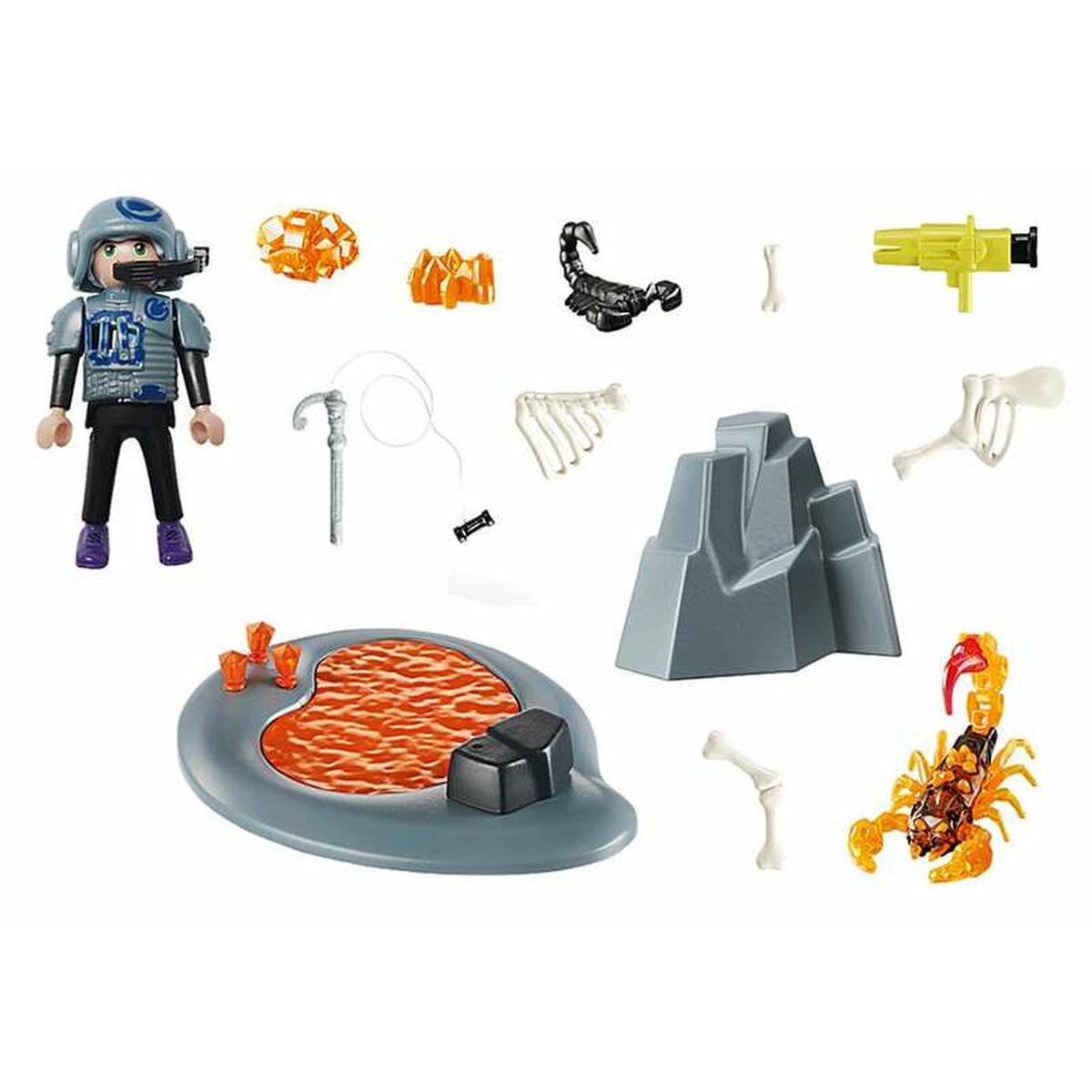 Playset PlayMobil Dino Rise Starter Pack, der kæmper for brandskorpionen