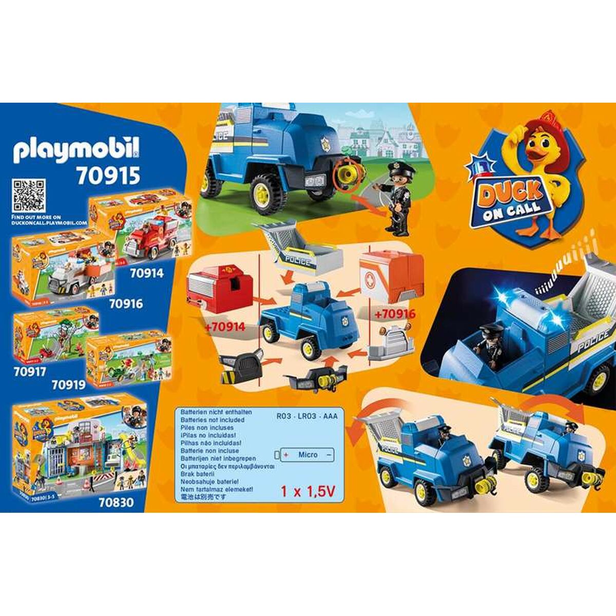 Playset Playmobil Duck sur appel Véhicule d'urgence de la police