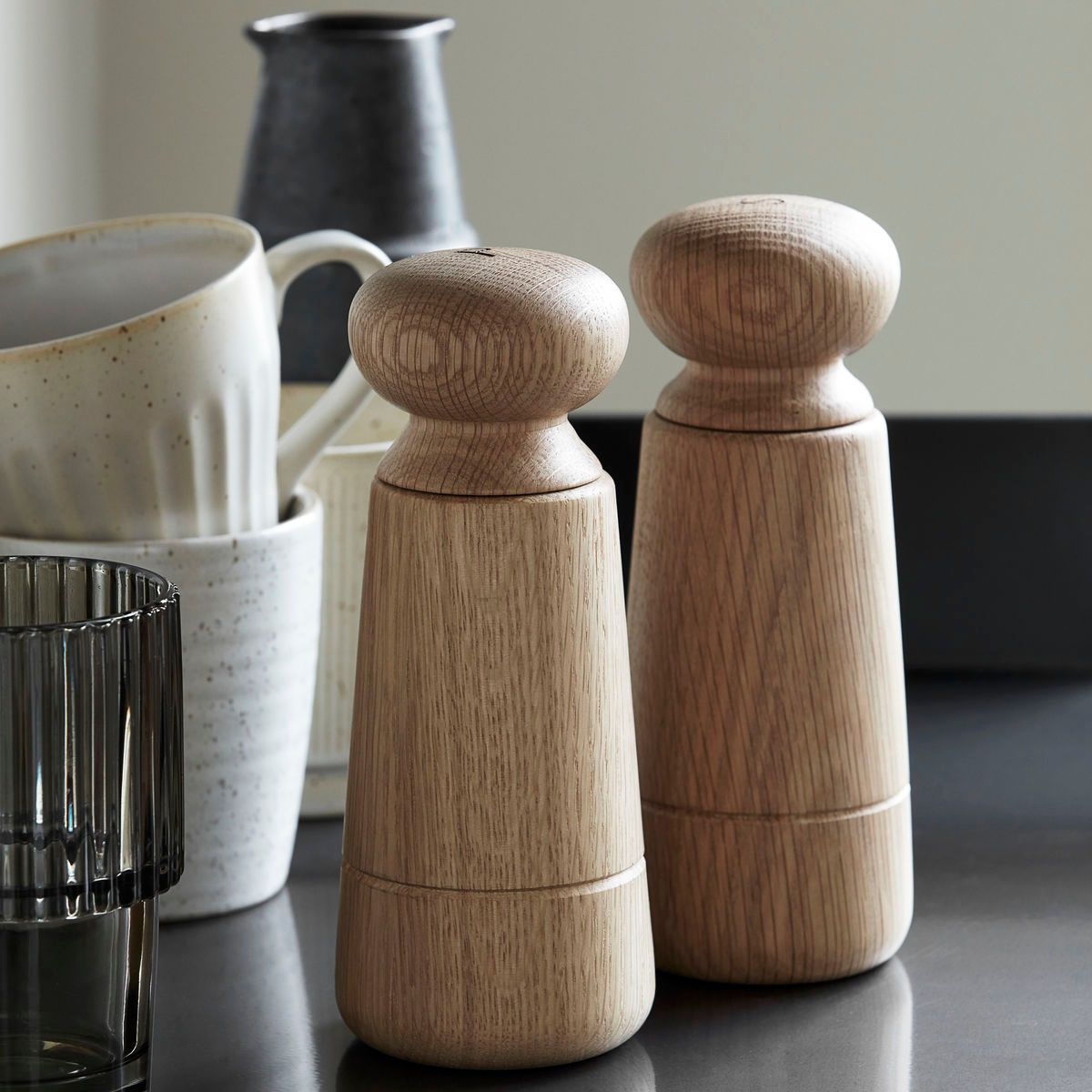 Huslæge Salt og Pepper Grinder, Hdwardha, Oak