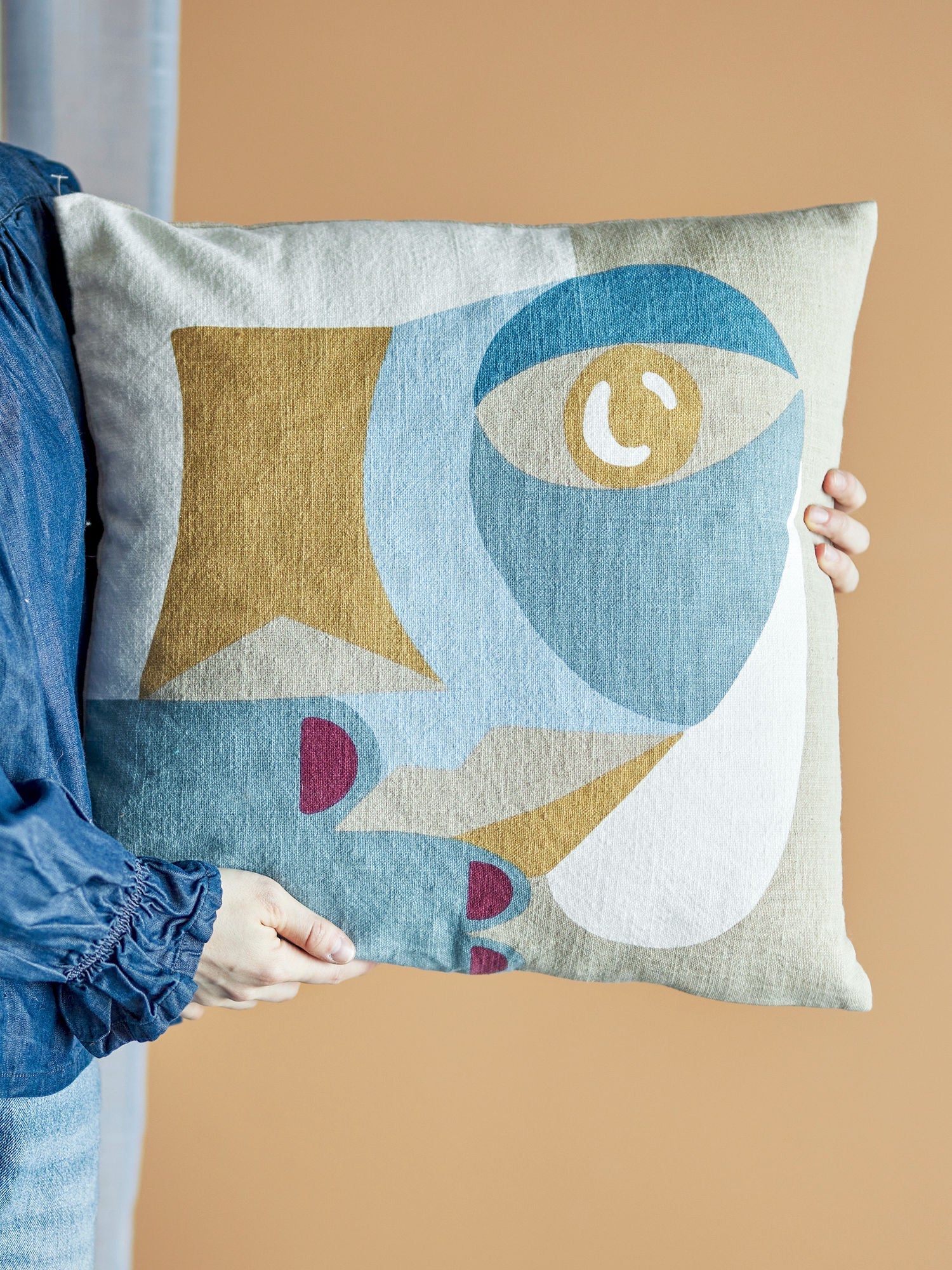 Bloomingville Ditte Cushion, bleu, coton