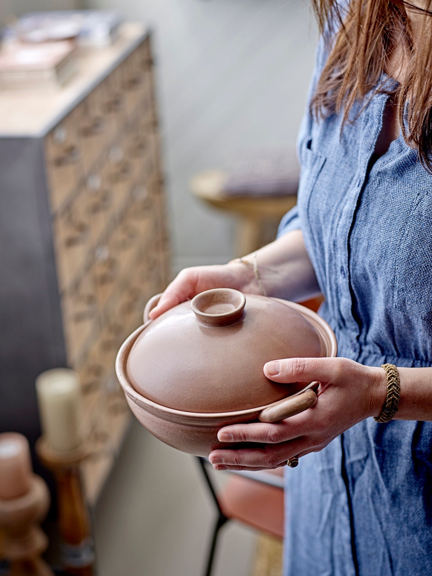 Creative Collection Jinnie Oven Dish w/Lid, Brown, Stoneware