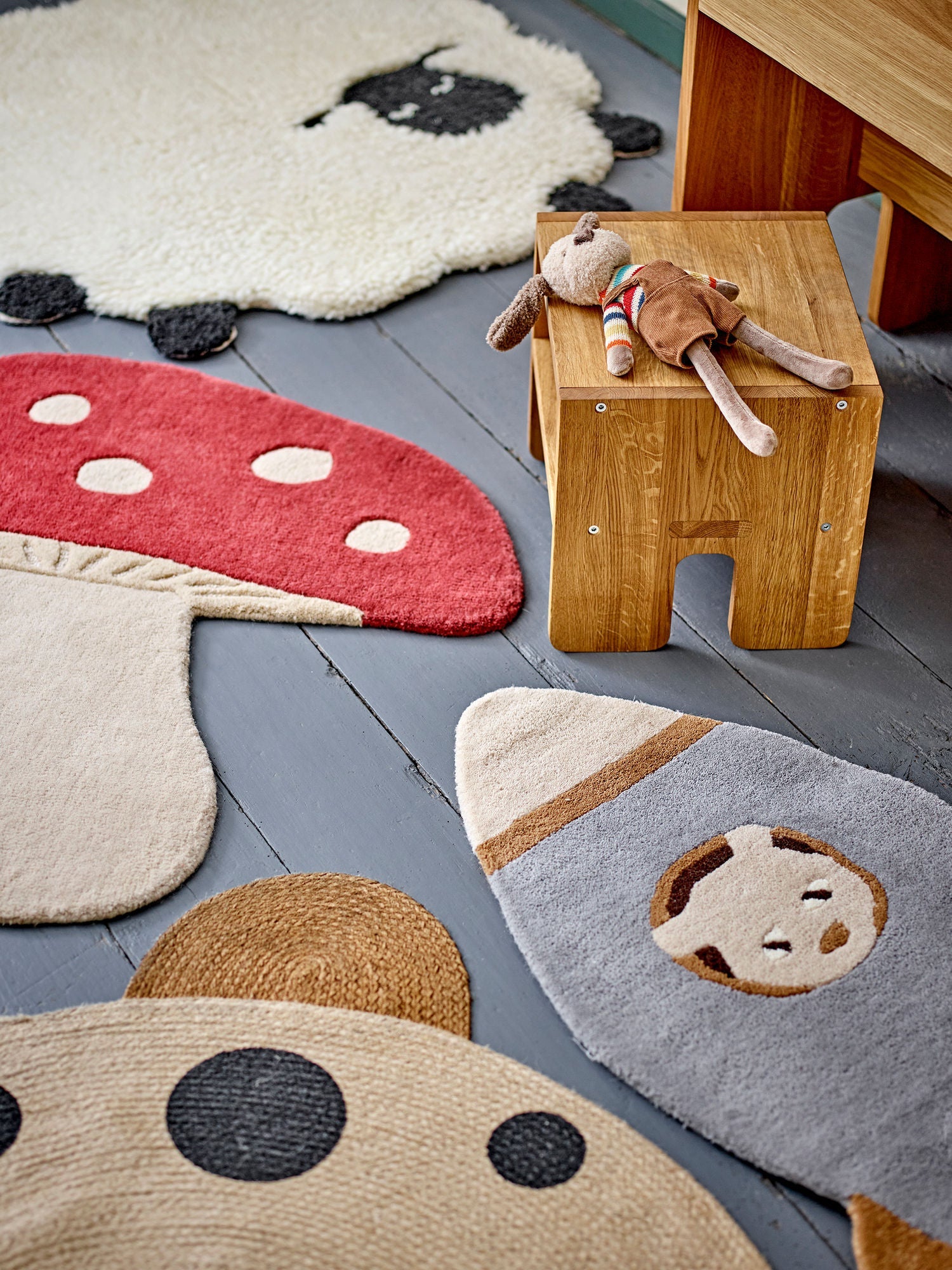 Bloomingville Mini Mushroom tapis, rouge, laine