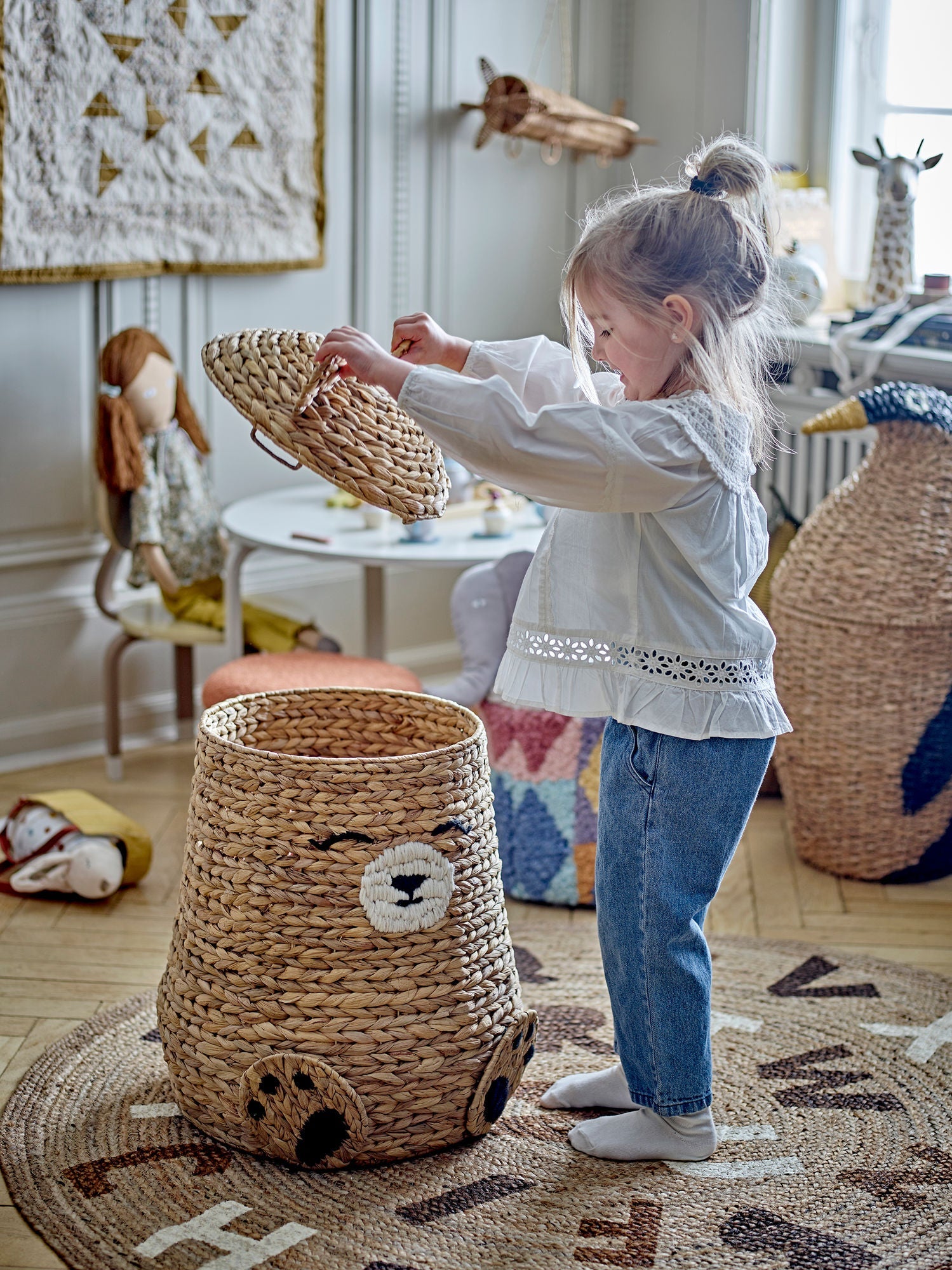 Bloomingville Mini Timone Basket met deksel, natuur, waterhyacint