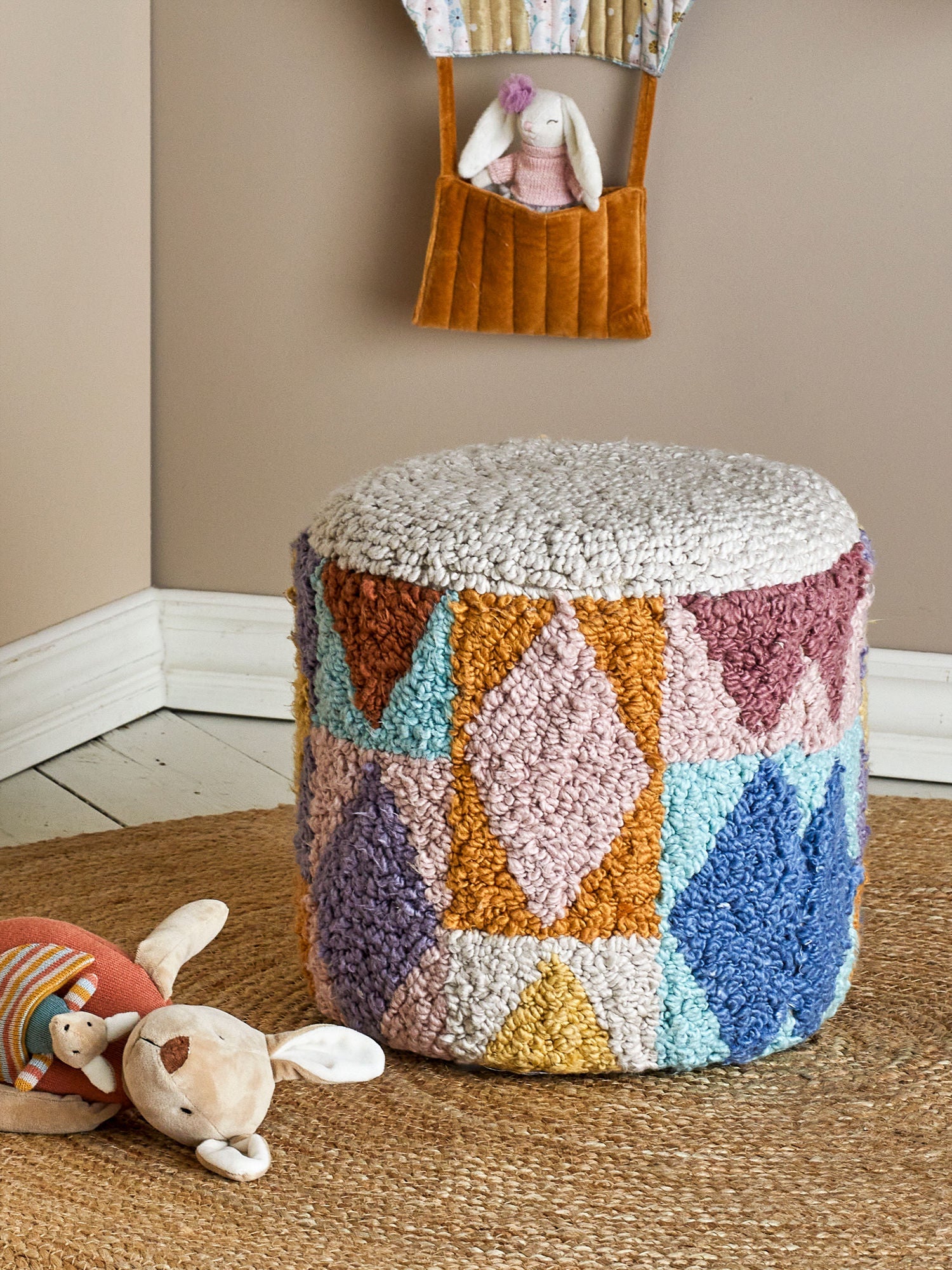 Bloomingville Mini Miaki Pouf, gris, coton