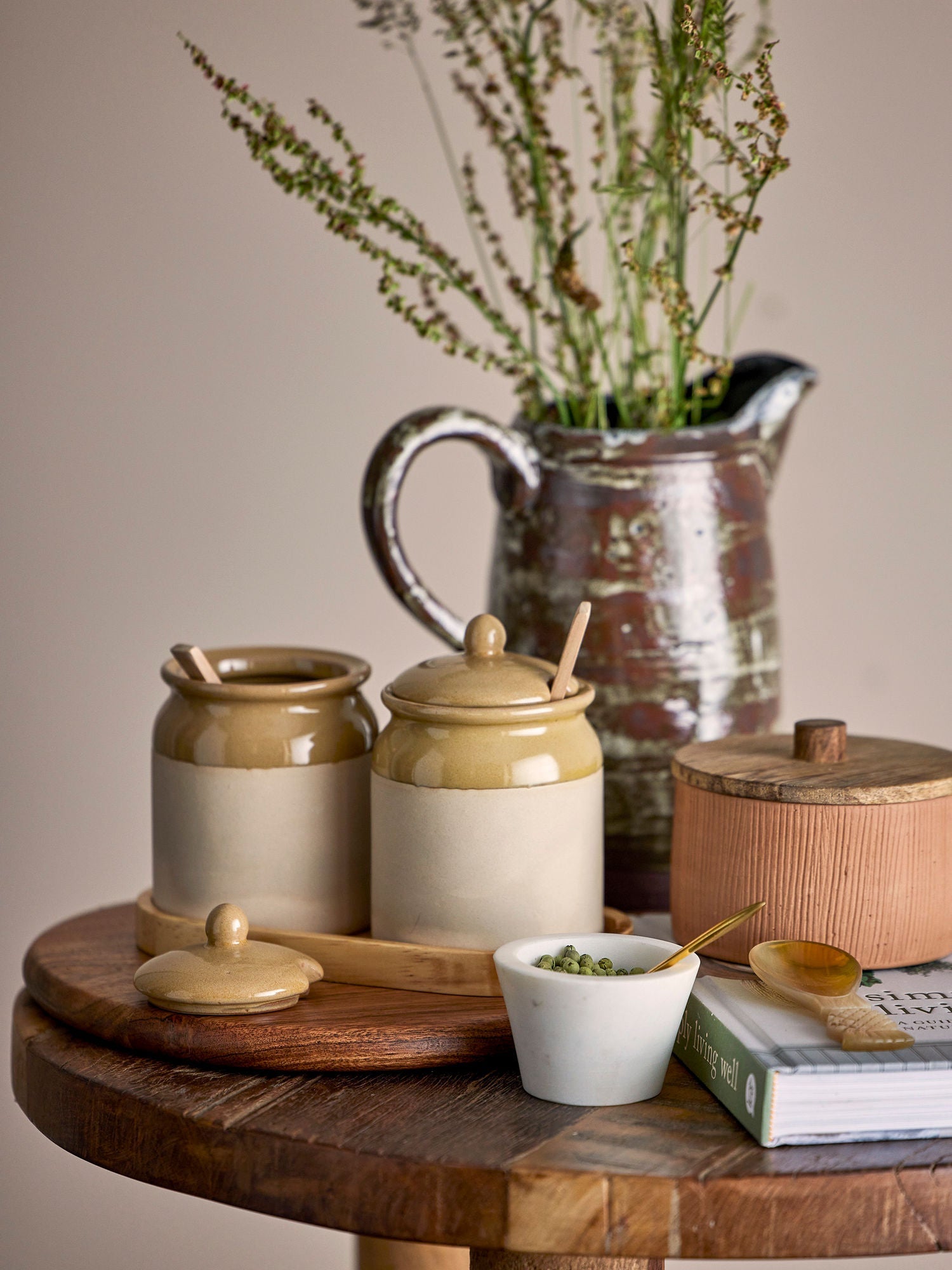 Colección creativa Rosamynthe Salt Jar con cuchara, rosa, mármol