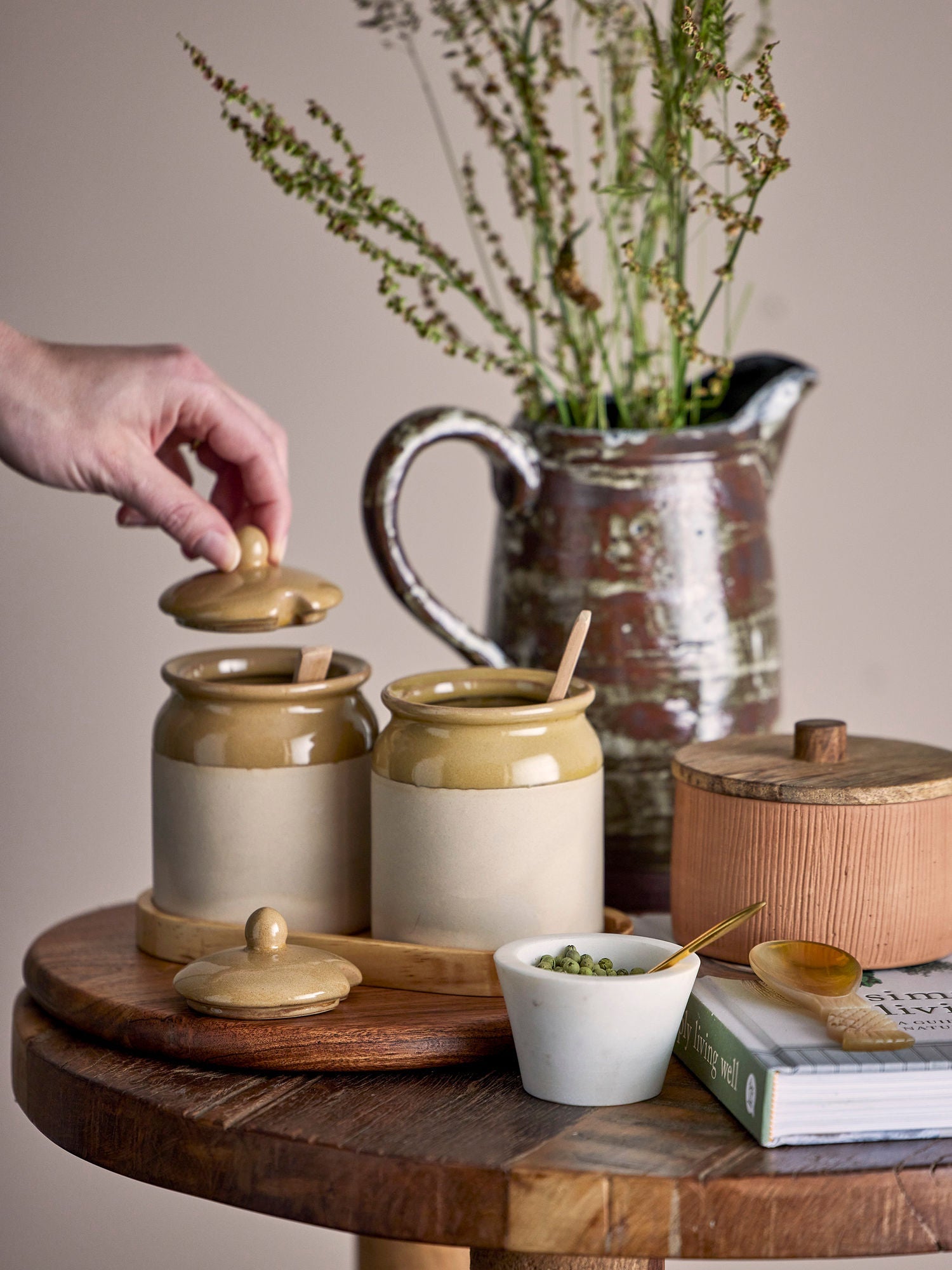 Creatieve collectie Rosamynthe Salt Jar met lepel, roos, marmer