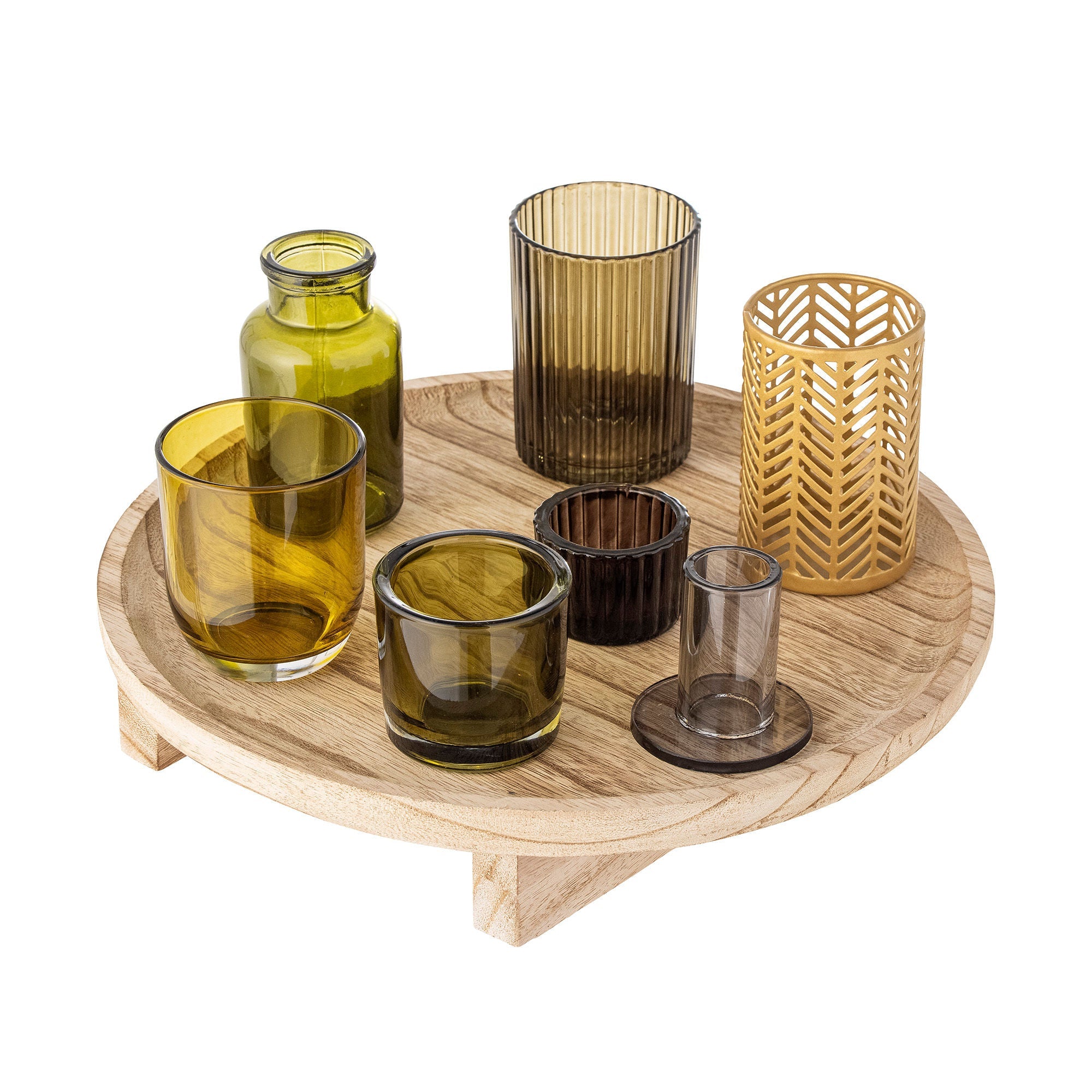 Bloomingville Sanga Tray met votief, natuur, glas