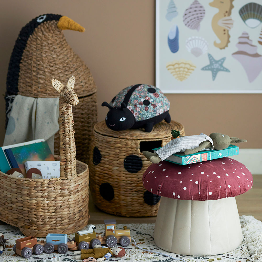 Bloomingville Mini Lue Pouf, rosso, poliestere