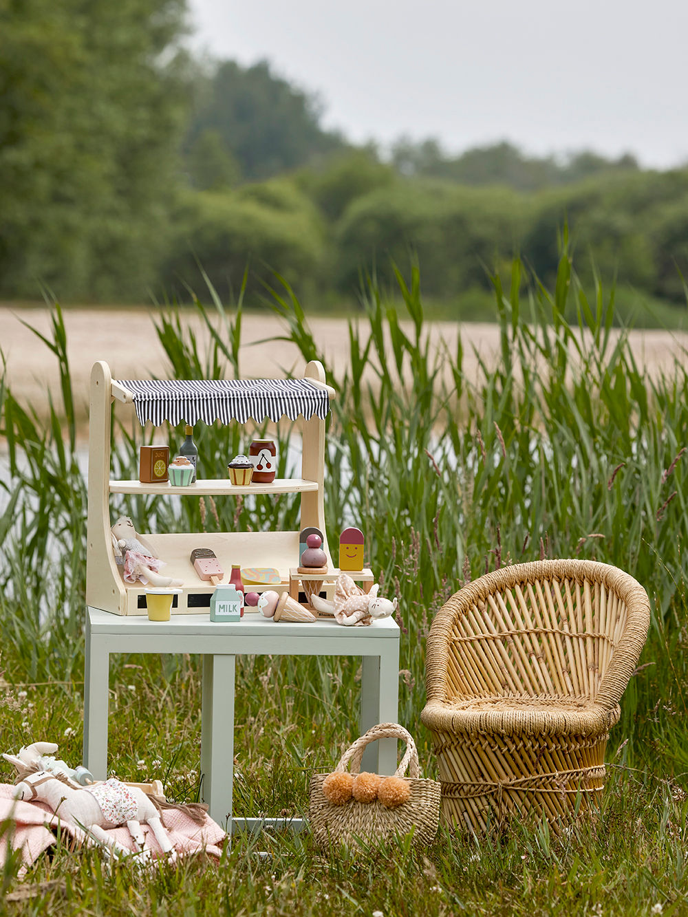 Bloomingville MINI Nan multifunctional Chair, Green, Oak