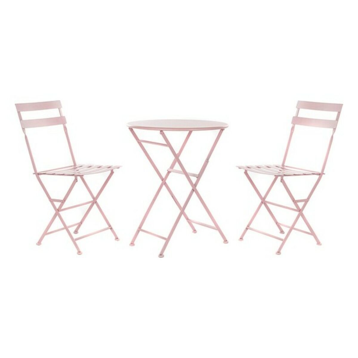 带有2台椅子的桌子DKD家居装饰MB-177410粉红色60 x 60 x 75 cm