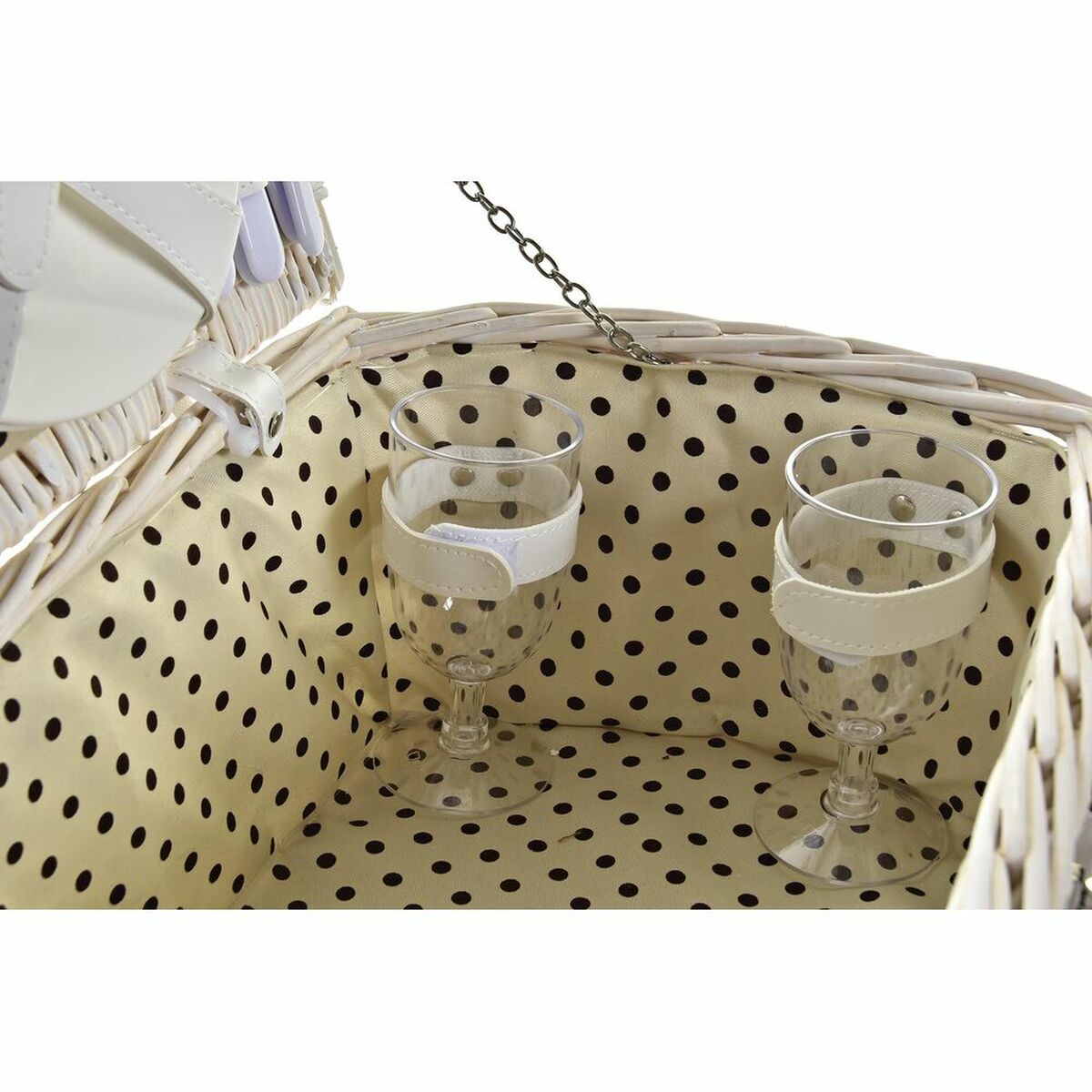 Mand DKD Home Decor rieten picknick beige polyester wit (44 x 28 x