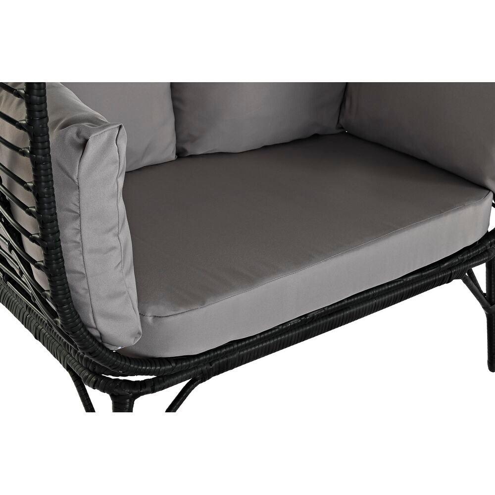 Puutarha -sohva DKD -kodinsisustus musta beige synteettinen rottinkiteräs (130 x