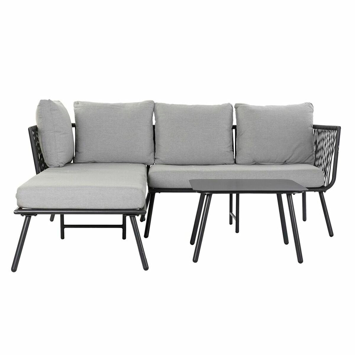 Gartensofa DKD Wohnkultur Schwarzes Metall Aluminium Seil 30 x 40 cm 192 x